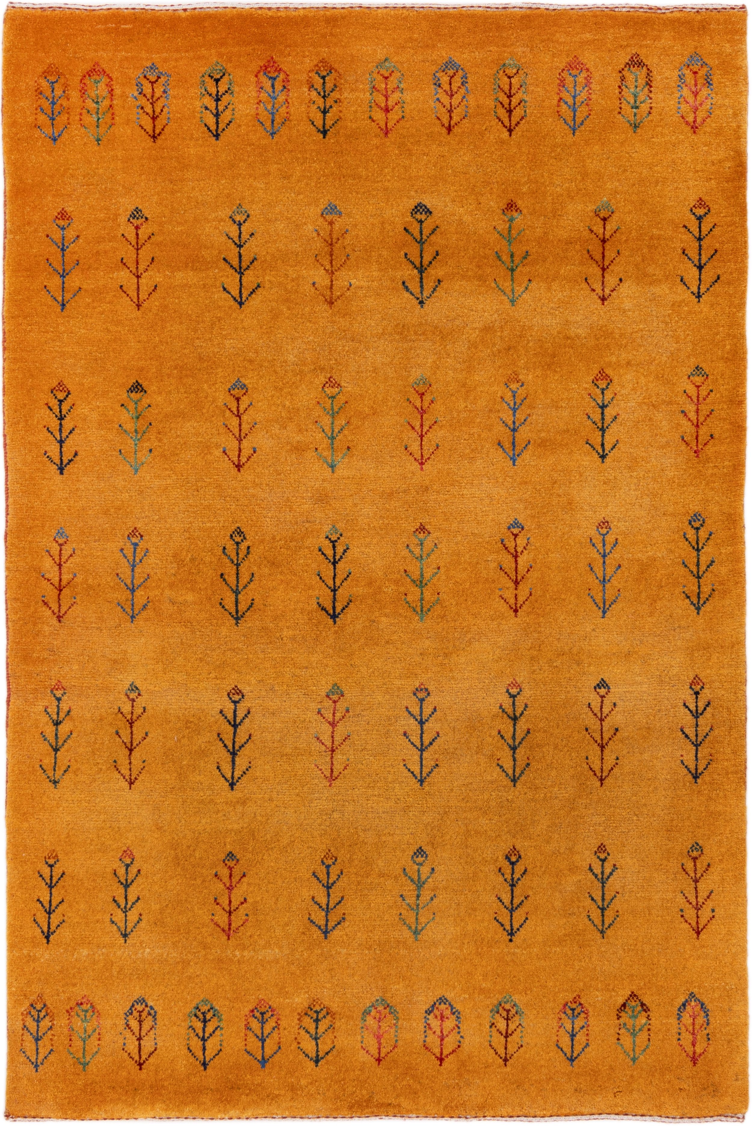 CABBEL Wollteppich Premium Perser Gabbeh Teppich Gold 117x174 cm, Rechteckig, Höhe: 20 mm, Handgeknüpftes Unikat aus 100% Wolle – langlebig und natürlich