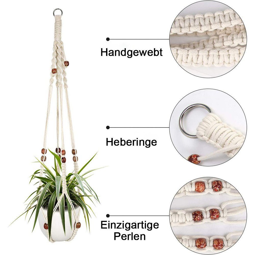 TUWENA Blumenampel 2-teiliges Pflanzenregal mit 4 Haken, gewebter Blumenampel