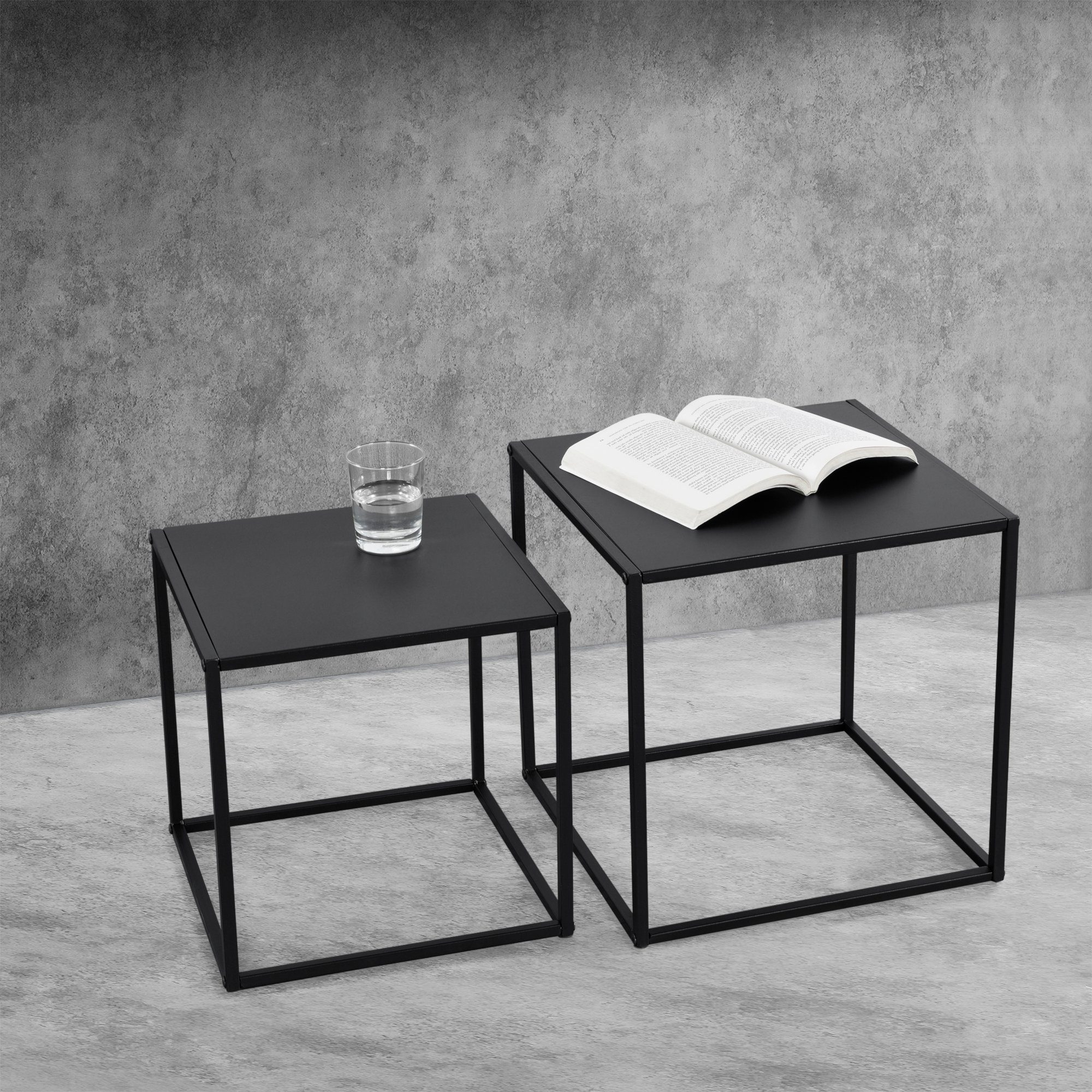 (Set, Couchtisch im Metall en.casa 2er), Industriedesign »Morsum« Beistelltisch