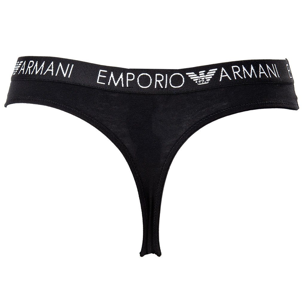 Emporio Armani Slip Damen Stretch Cotton Slips, Schwarz 2er Pack - Thongs