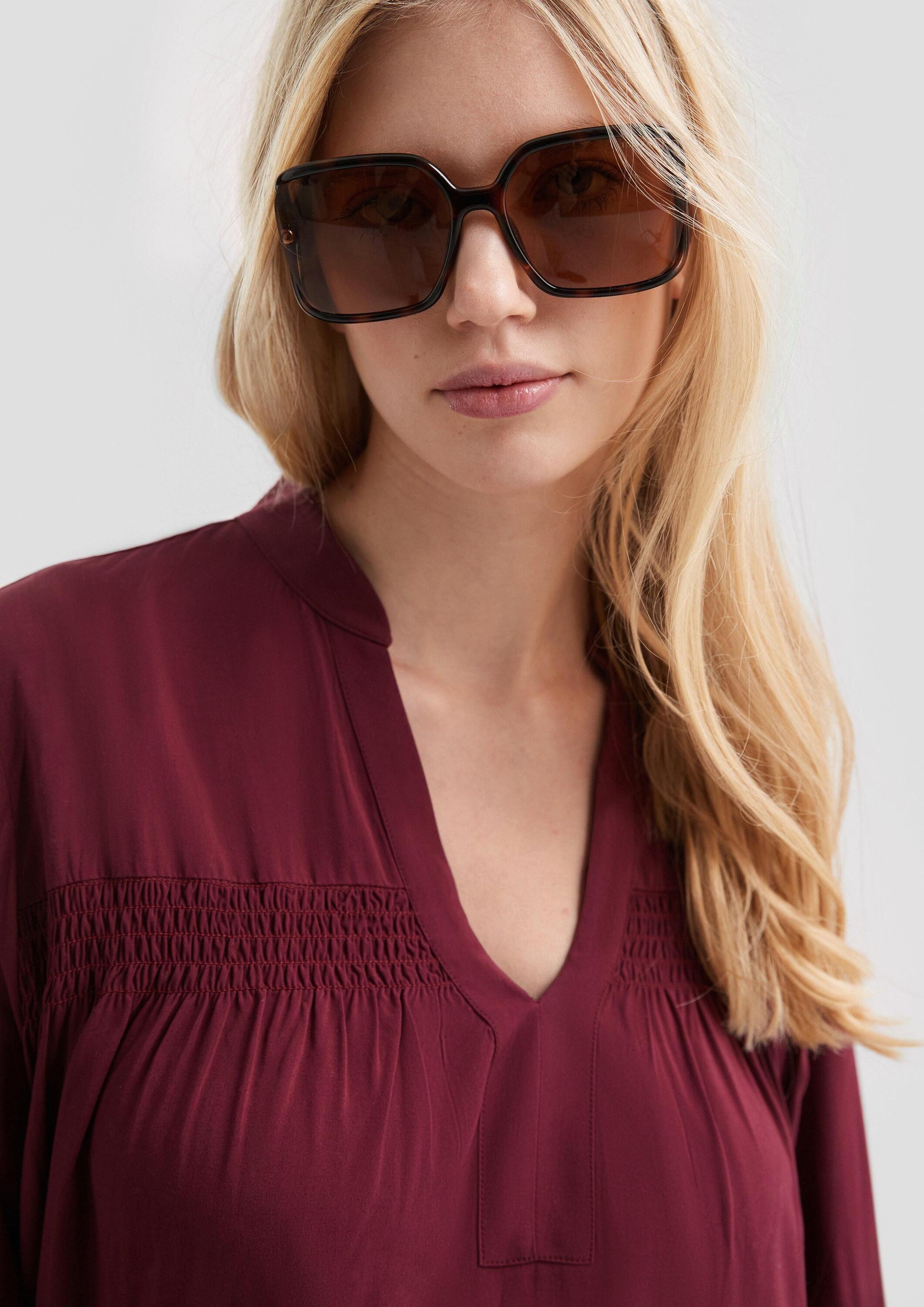 QS Langarmbluse Bluse Feminine Bluse aus Viskose mit Smock-Detail
