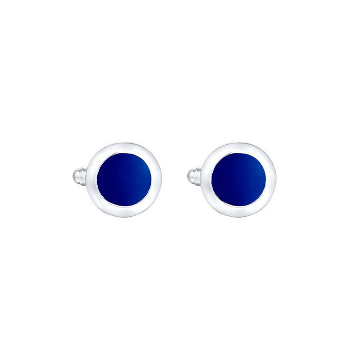 Kuzzoi Manschettenknöpfe Basic Rund Klassik Geo Emaille Blau 925 Silber Kreis