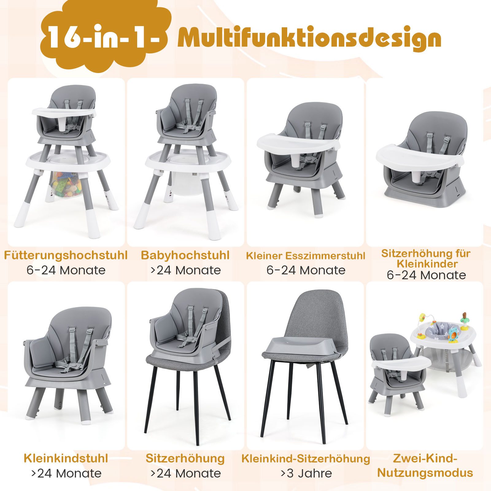 COSTWAY Hochstuhl (1 St), 16 in günstig online kaufen