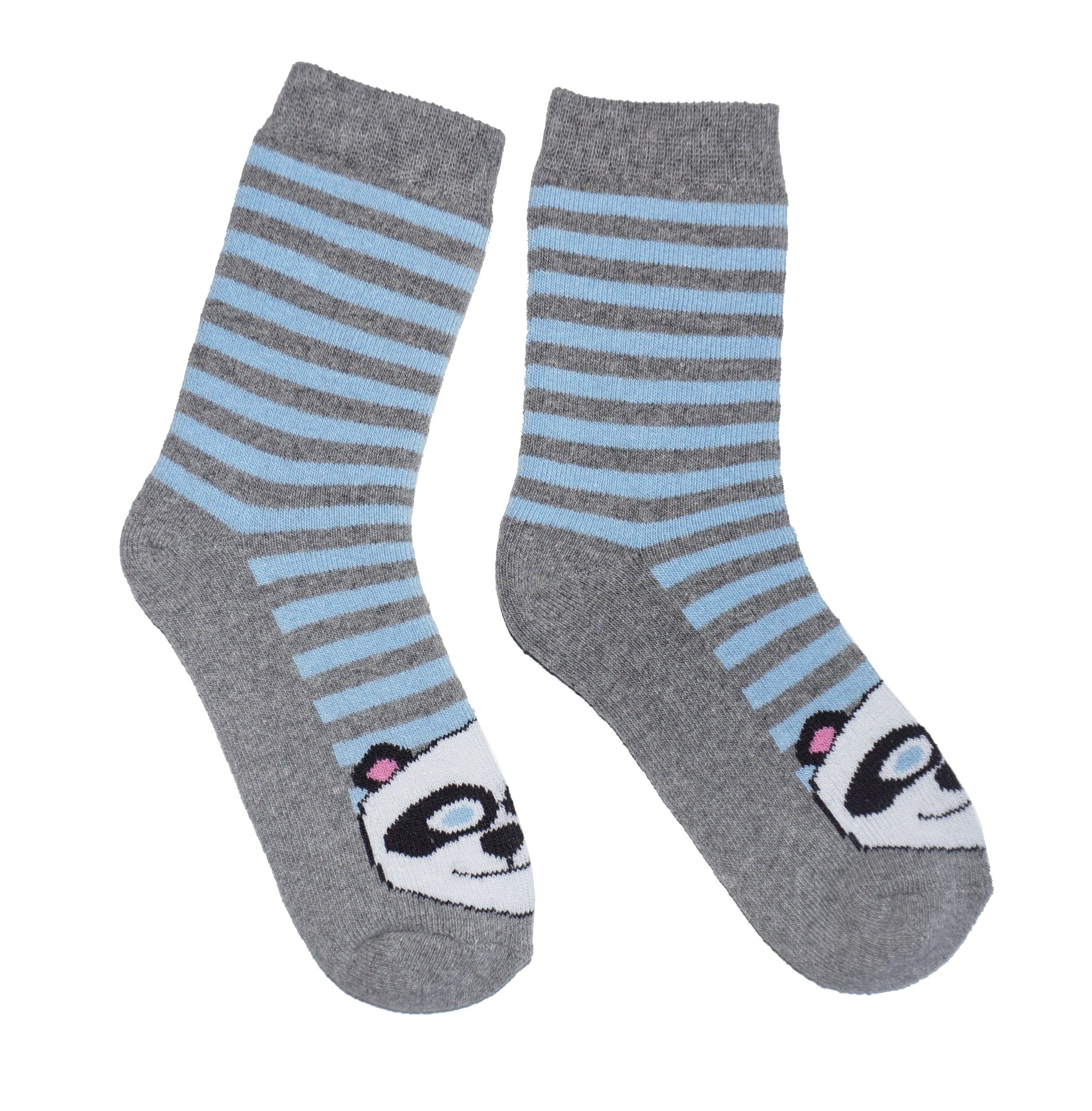 WERI SPEZIALS Strumpfhersteller GmbH Socken Kinder Plüsch Socken Thermo  Voll Frottee >>Panda<< mit Baumwolle