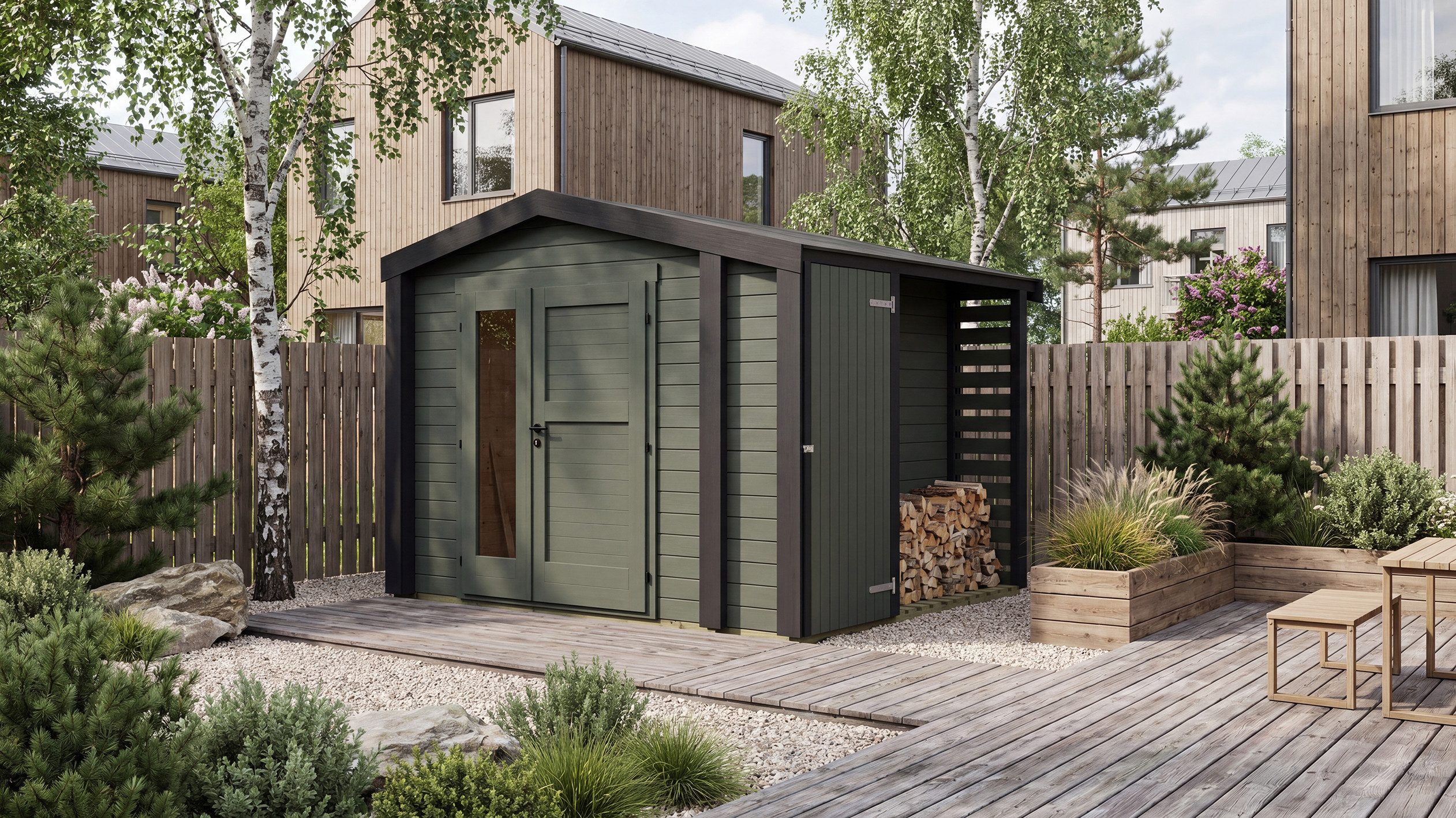 weka Gartenhaus Killarney, BxT: 311x263 cm, Doppeltür, mit Holzlager