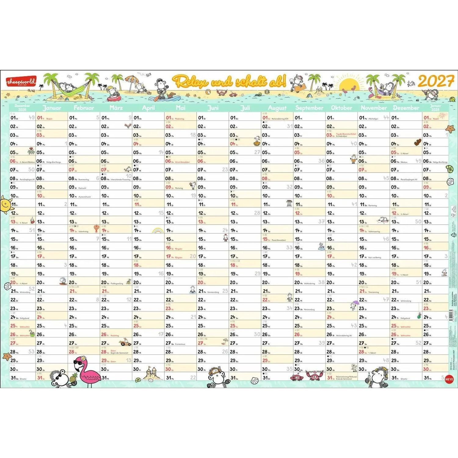 HEYE Wandkalender sheepworld Posterplaner 2027