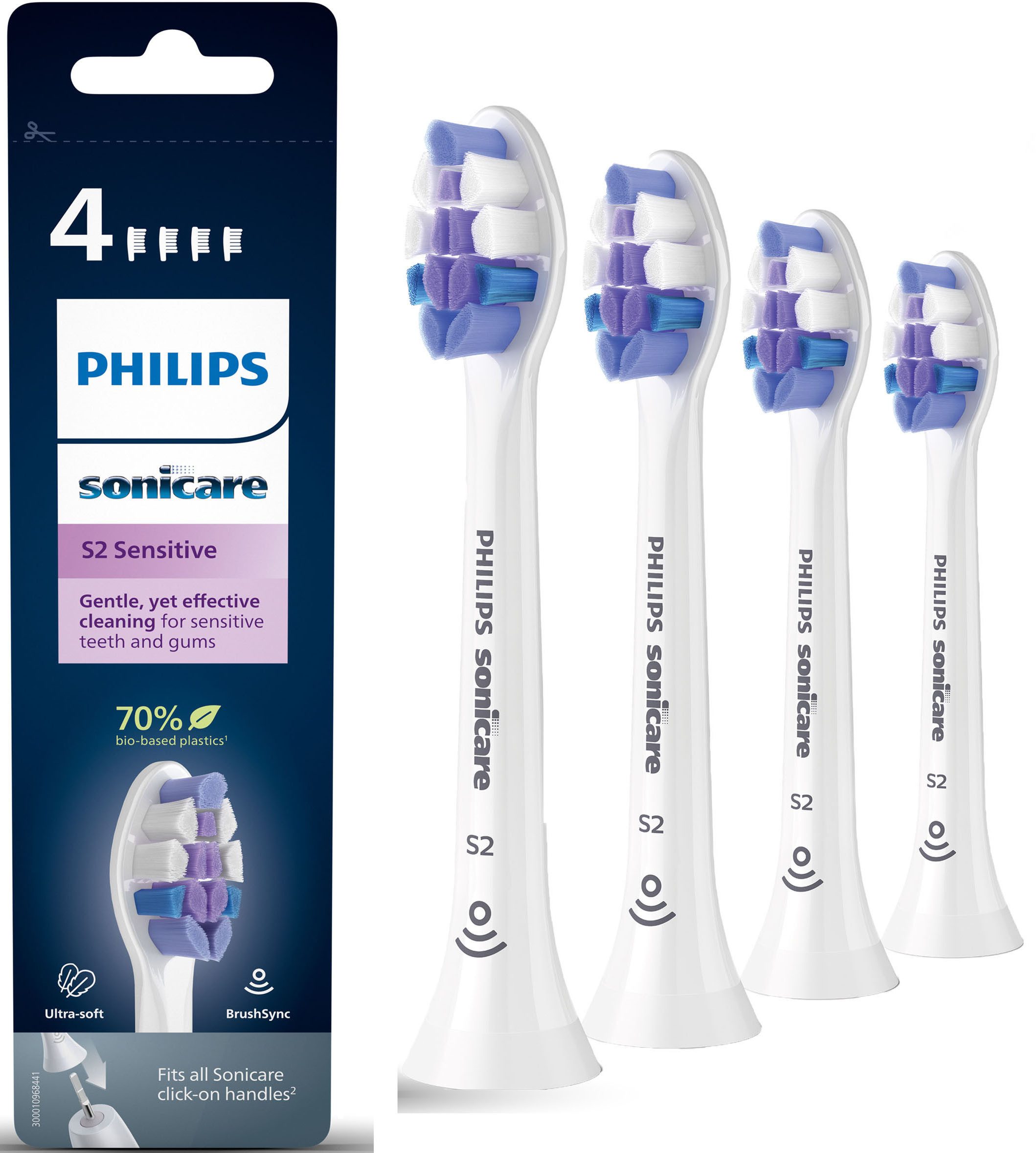 Philips Sonicare Aufsteckbürsten Sensitive HX6054/10, für sensible Zähne und Zahnfleisch