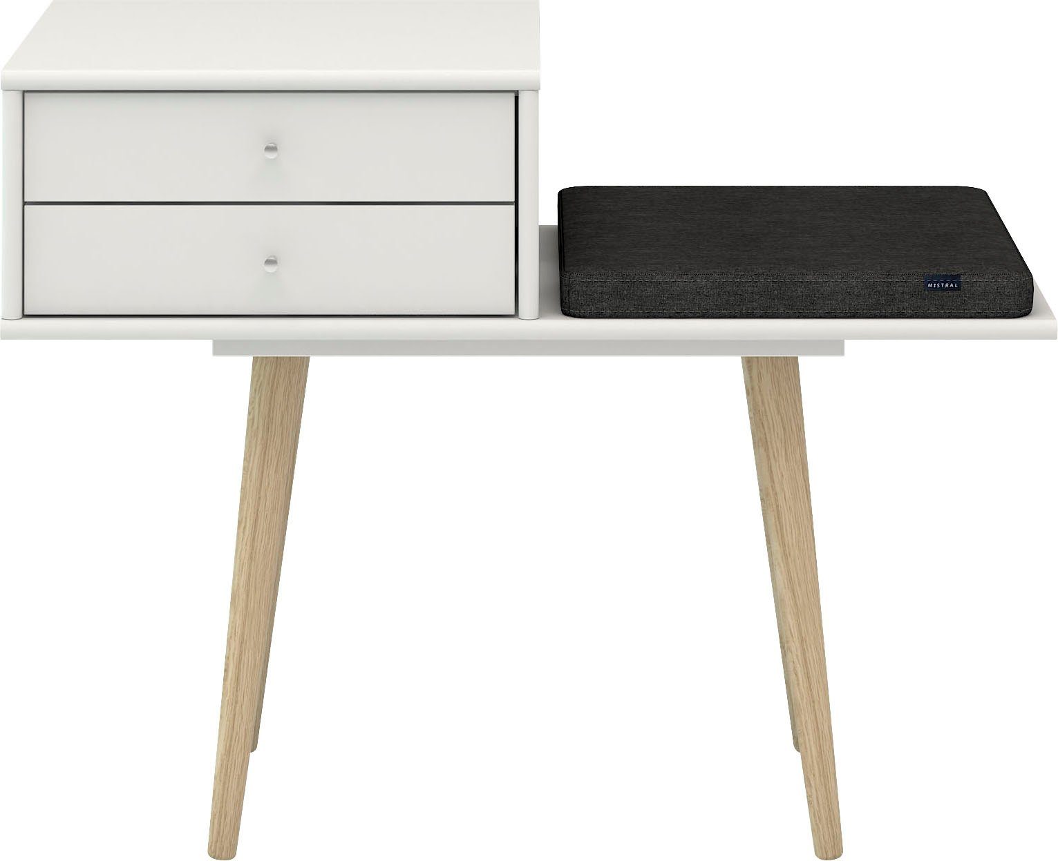 Hammel Furniture Sitzbank Sitzkissen, Holzbeine, einem Mistral Aufbewahrungsbank, cm 89 Eingang Flur Schubladen Foyer, und mit Breite: Sitzhocker, zwei