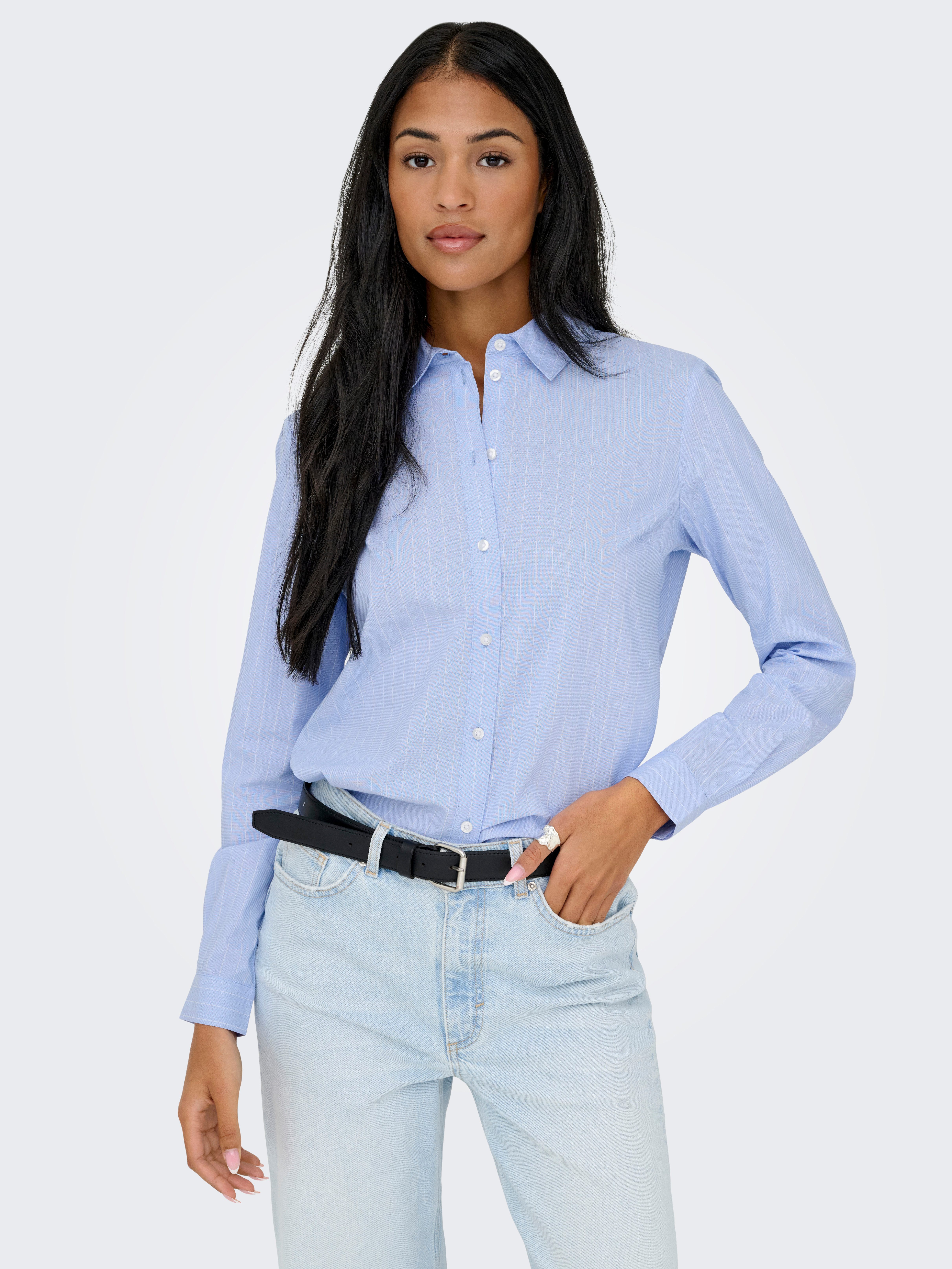JDY Hemdbluse JDYMIO L/S SHIRT WVN NOOS unifarben oder gestreift