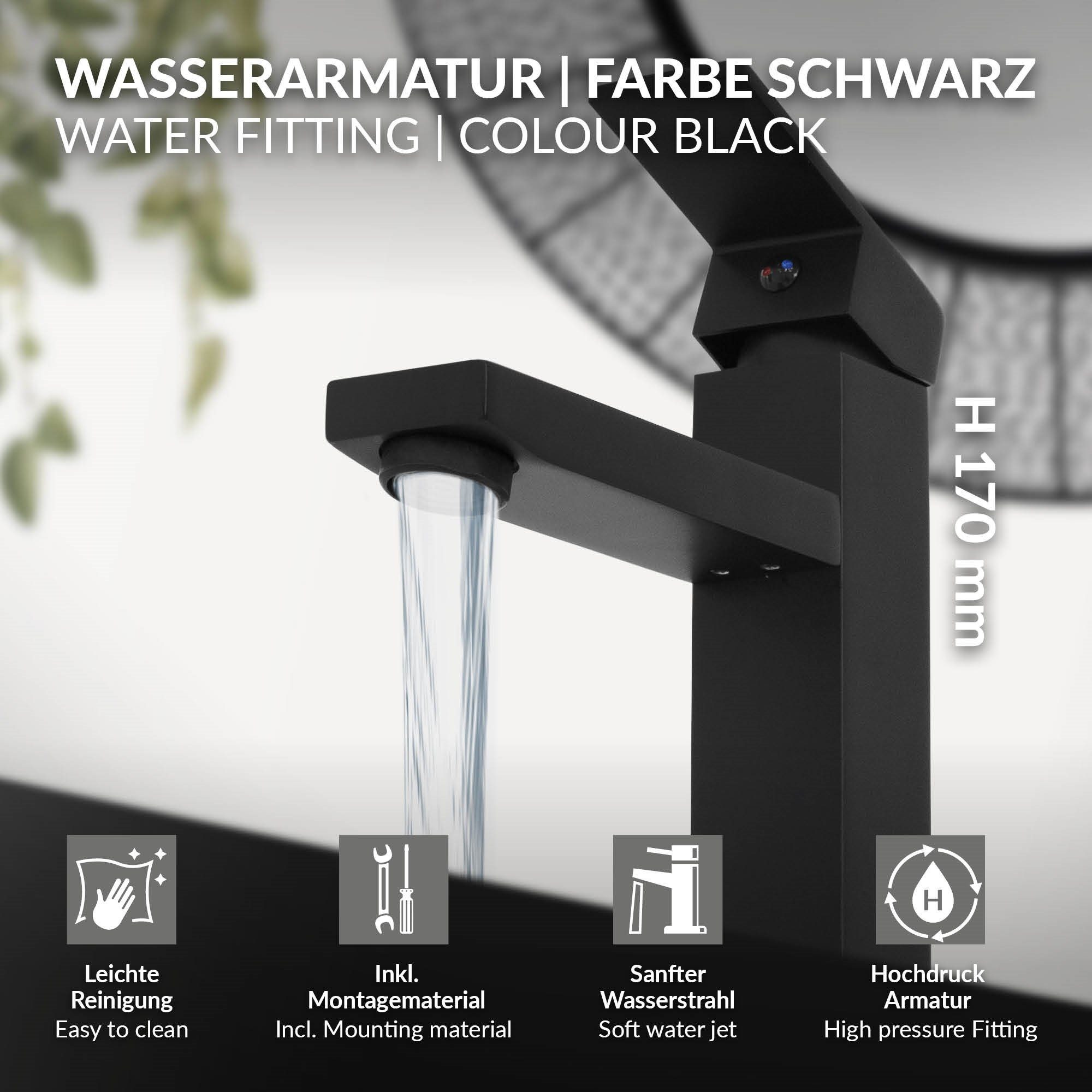 Waschtischarmatur LuxeBath mm Schwarz Waschtischarmatur matt fürs Badezimmer 160x45x170
