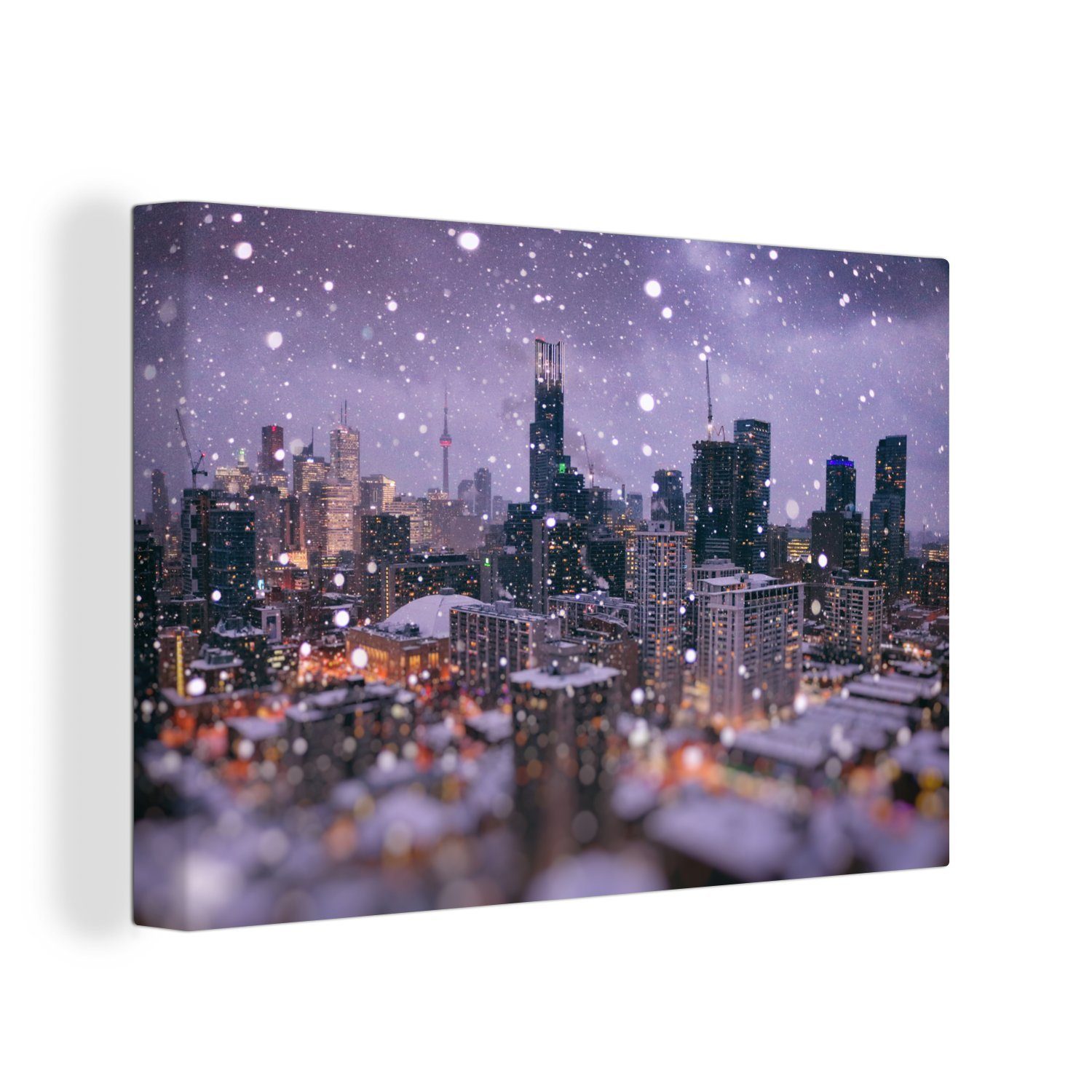 OneMillionCanvasses® Leinwandbild Die kanadische Stadt Toronto an einem verschneiten Tag, (1 St), Wandbild Leinwandbilder, Aufhängefertig, Wanddeko, 30x20 cm | Leinwandbilder