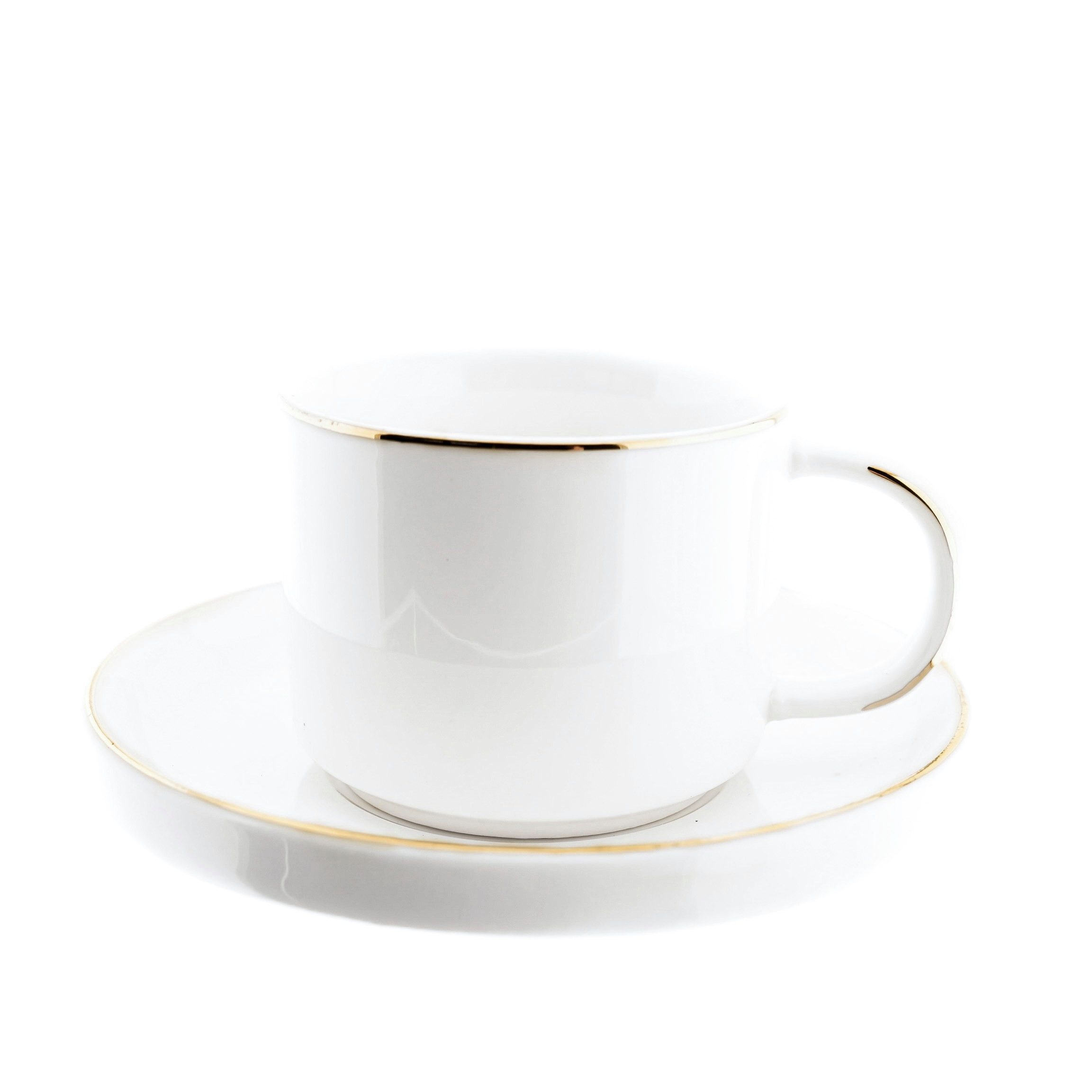 Trendmax Tasse Mokkatassen-Set mit Unterteller in Weiß mit Goldumrandung, 12-tlg