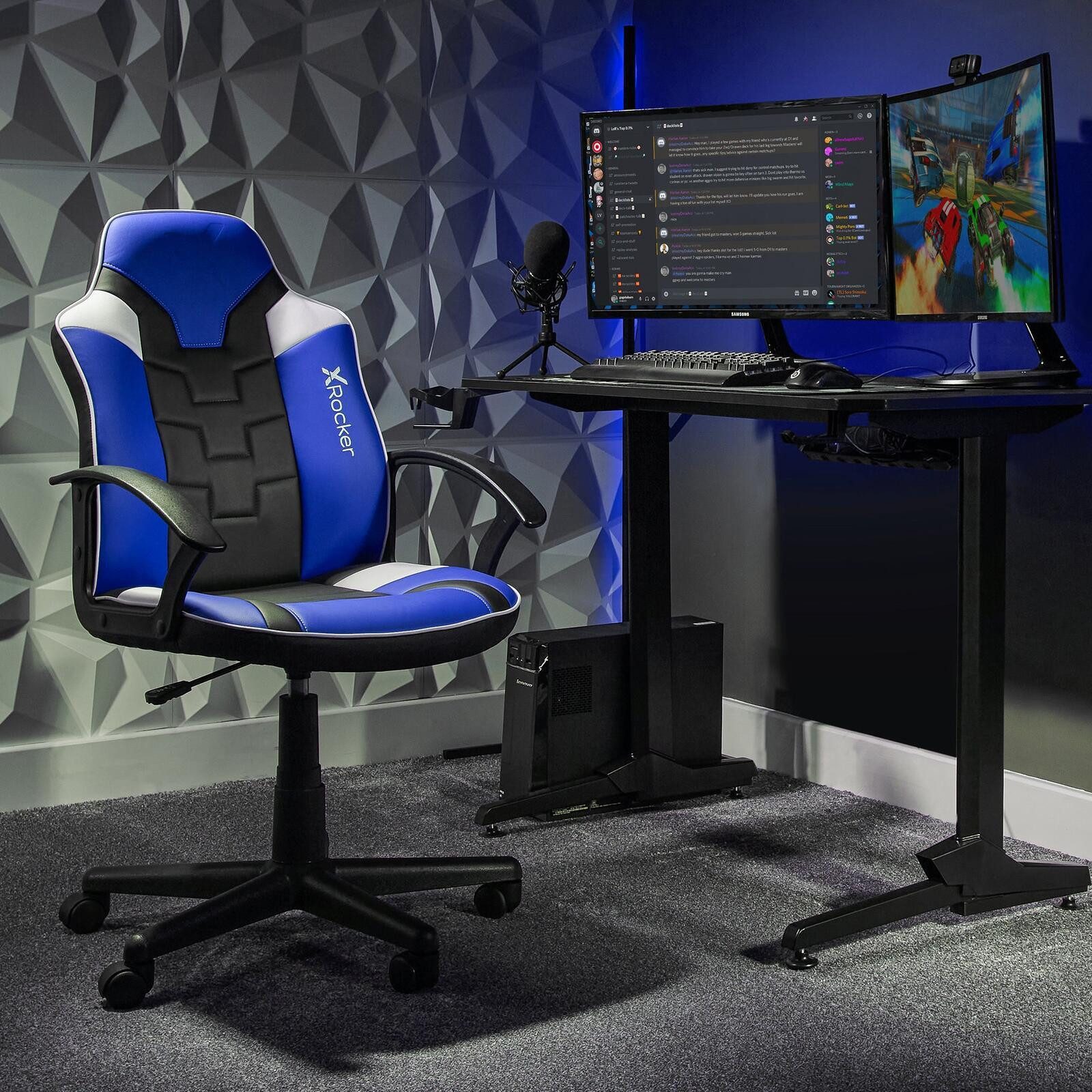 X Rocker Gaming-Stuhl Saturn Gaming-Bürostuhl - blau/schwarz