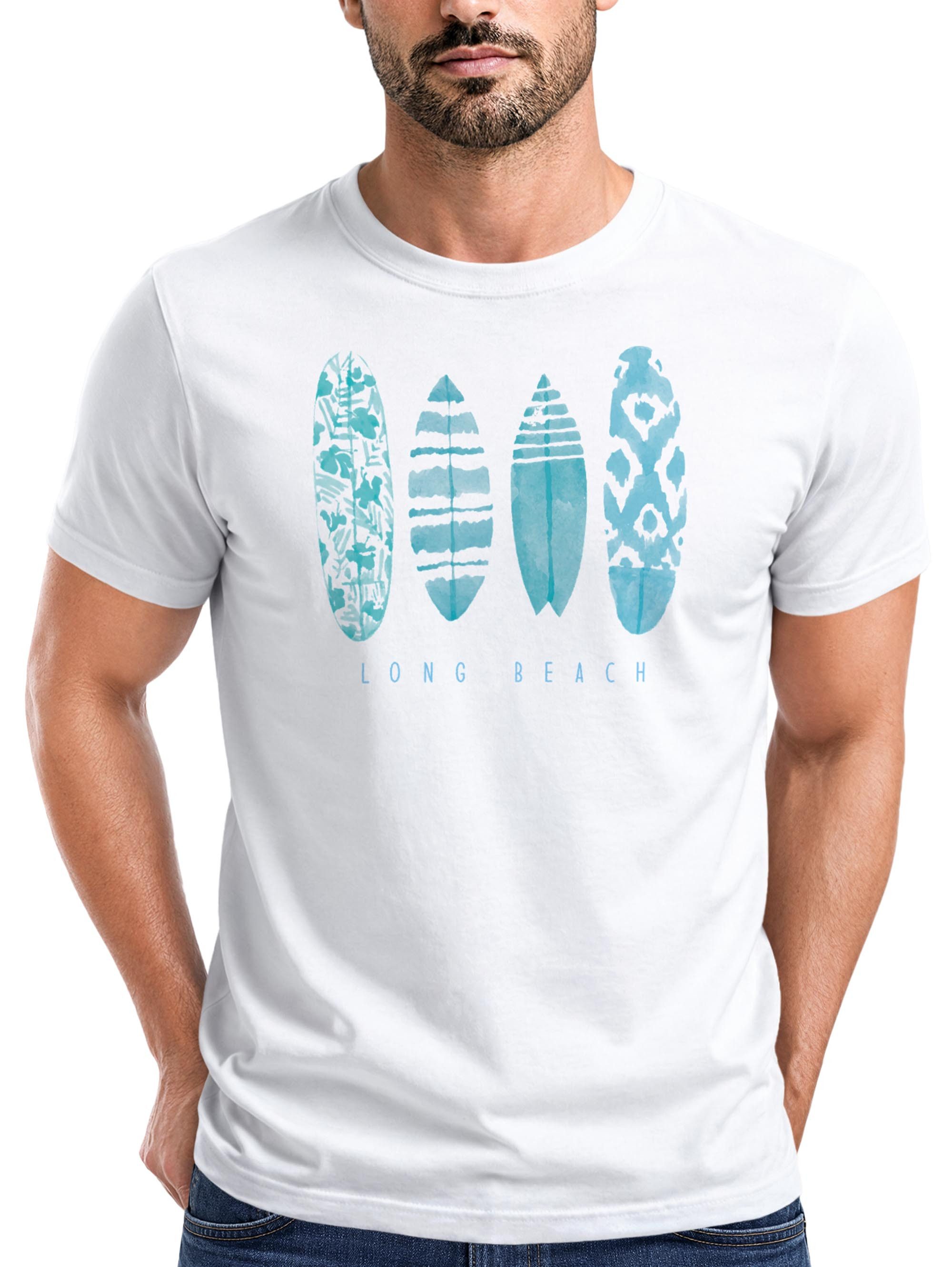 Print-Shirt Herren T-Shirt Surfing Fashion Aufdruck Long Beach Surfboard Sommer