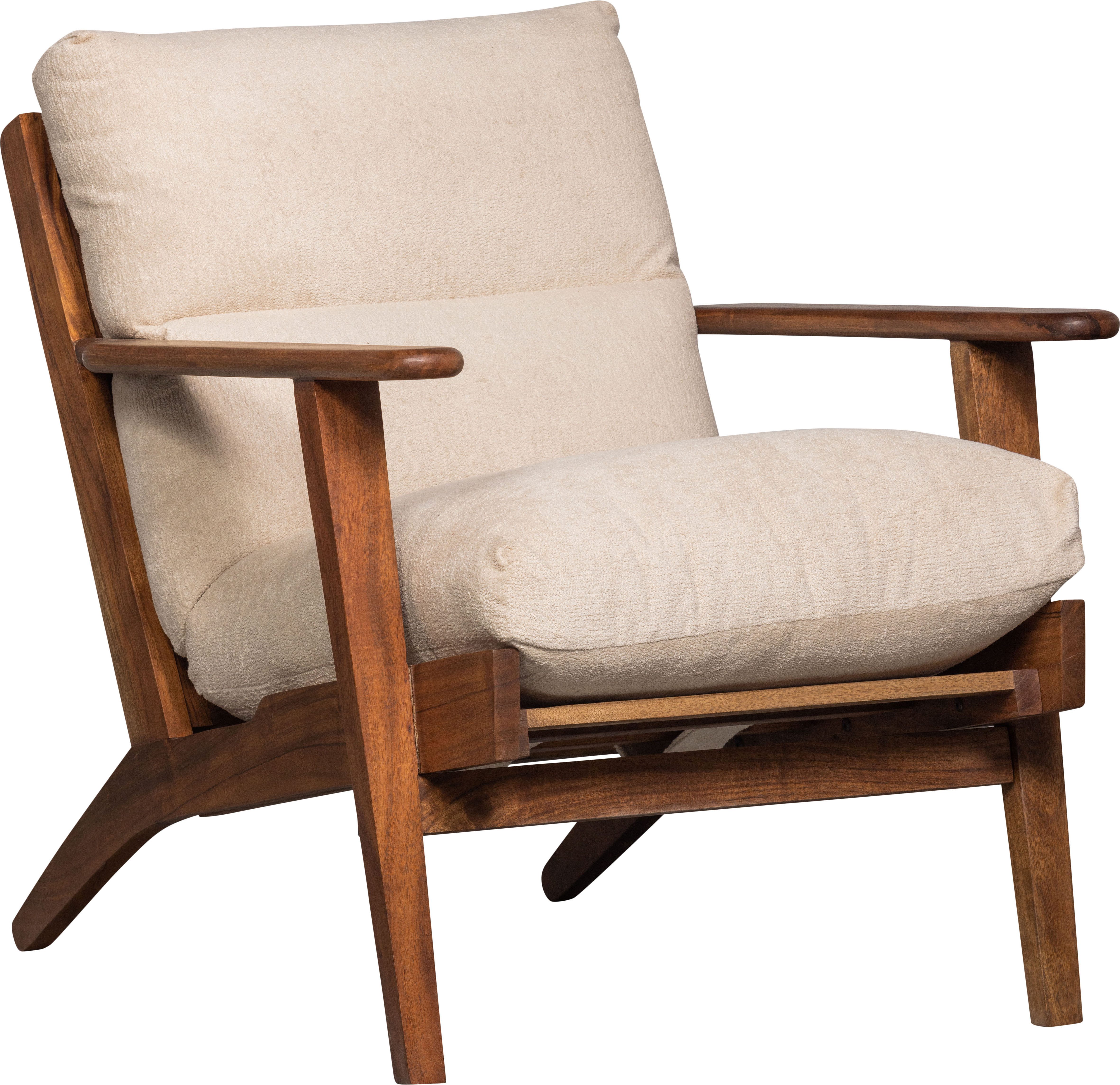 WOOOD Sessel Houston Akazienholz-Rahmen mit Bezug, H 86 x B 71 x T 71 cm, Bouclé-Bezug, Tragkraft 150 kg, einfach zu montierbar