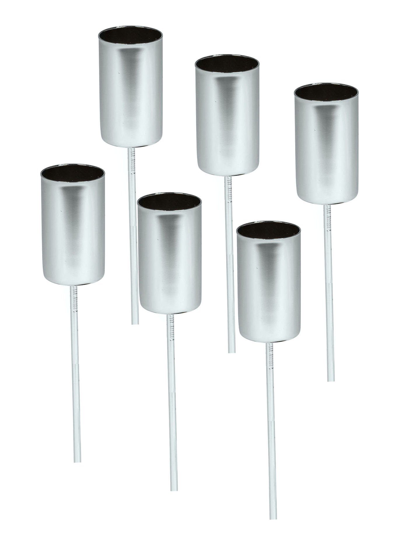 Spetebo Kerzentülle Kerzenpick für Tafelkerzen 6er Set - silber (Set, 6 St., 6er-Set), Stecker Advents - Weihnachts Gesteck - Kerzenpick für Stabkerzen