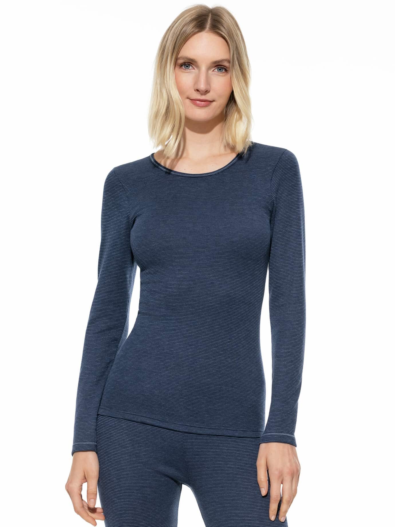 Walbusch Langarmshirt Damen Thermo-Langarmshirt Rundhals Langarm Baumwollmix, Rundhals