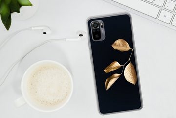 MuchoWow Handyhülle Blätter - Zweig - Gold - Luxus, Phone Case, Handyhülle Xiaomi Redmi Note 10, Silikon, Schutzhülle