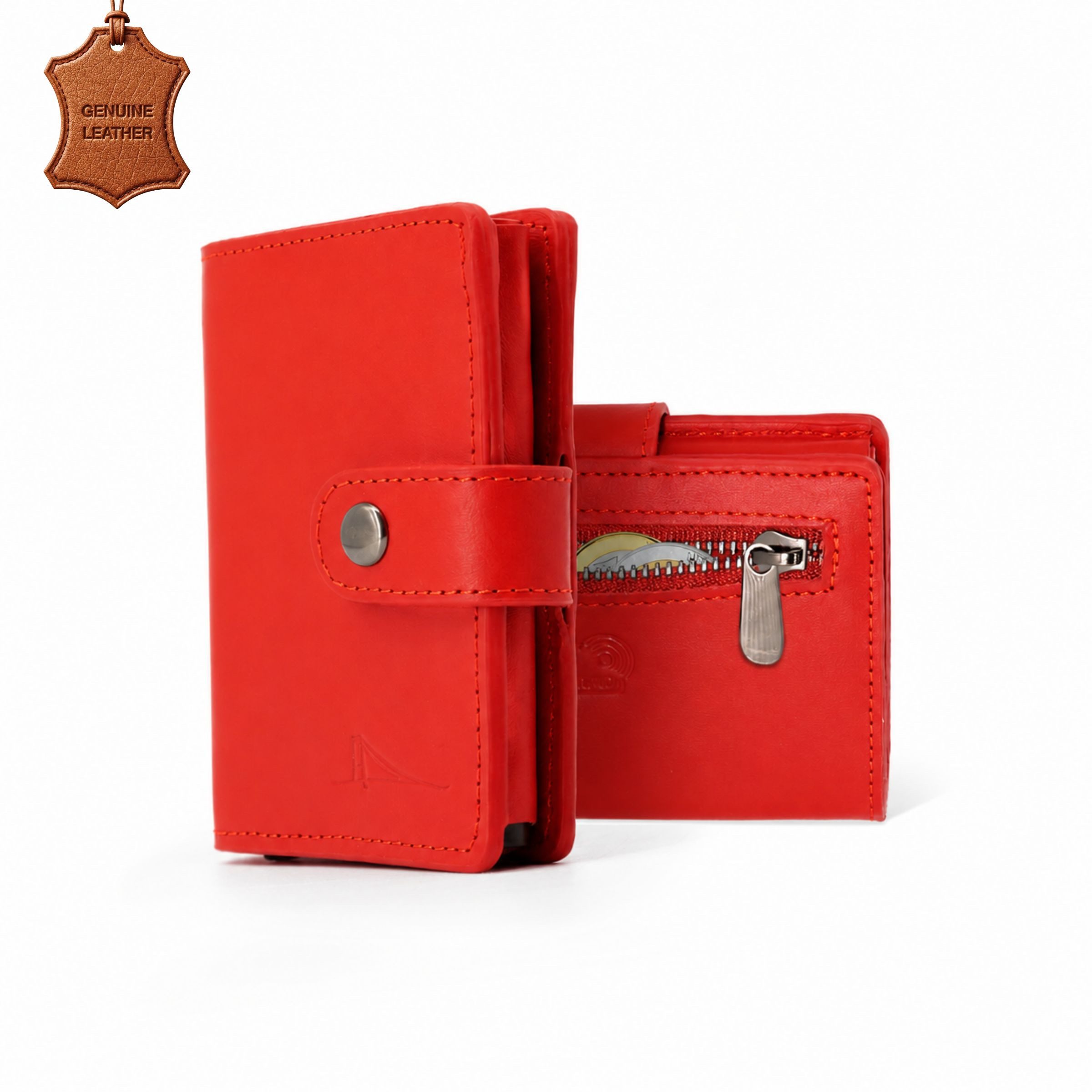 herémood Geldbörse Portemonnaie Damen & Herren, Leder Geldbörse Wallet mit RFID Schutz (Leder Geldbörse, Geburtstagsgeschenk für Frauen, Hochzeitsgeschenk, 1-tlg., Slim Kartenetui Rot Ausweishülle Geldklammer Damen Herren Wallet), Geschenk für Männer und Frauen, Leder Qualität, Stabile Nähte