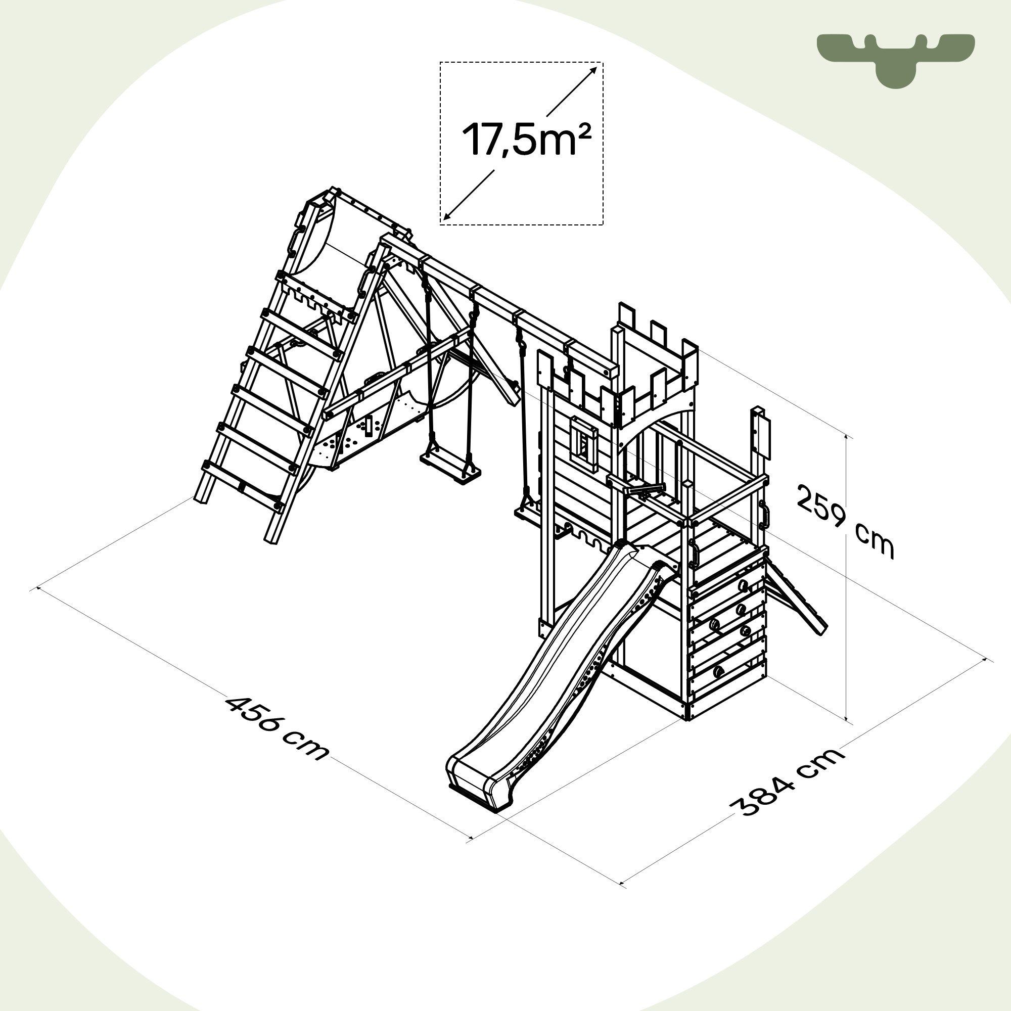 FATMOOSE Spielturm Boldbaron – Spielturm mit SurfSchaukel, Rutsche & Kletterwand, Abenteuerliche Ritterburg für kleine Entdecker – 10 Jahre Garantie*