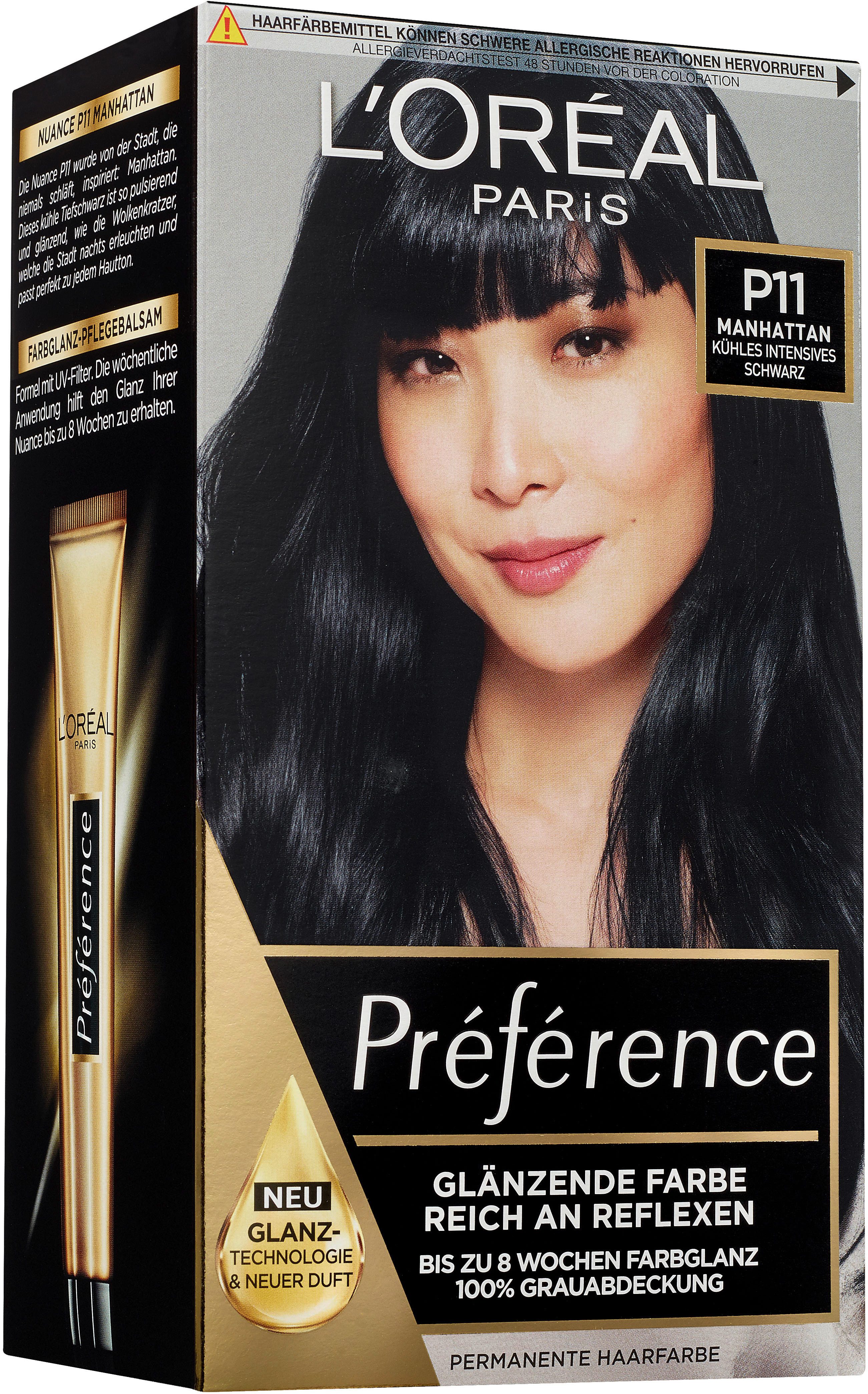 L'ORÉAL PARIS Coloration PRÉFÉRENCE HAARFARBE, Packung, 3-tlg., dauerhafte Haarcoloration mit 100% Grauabdeckung