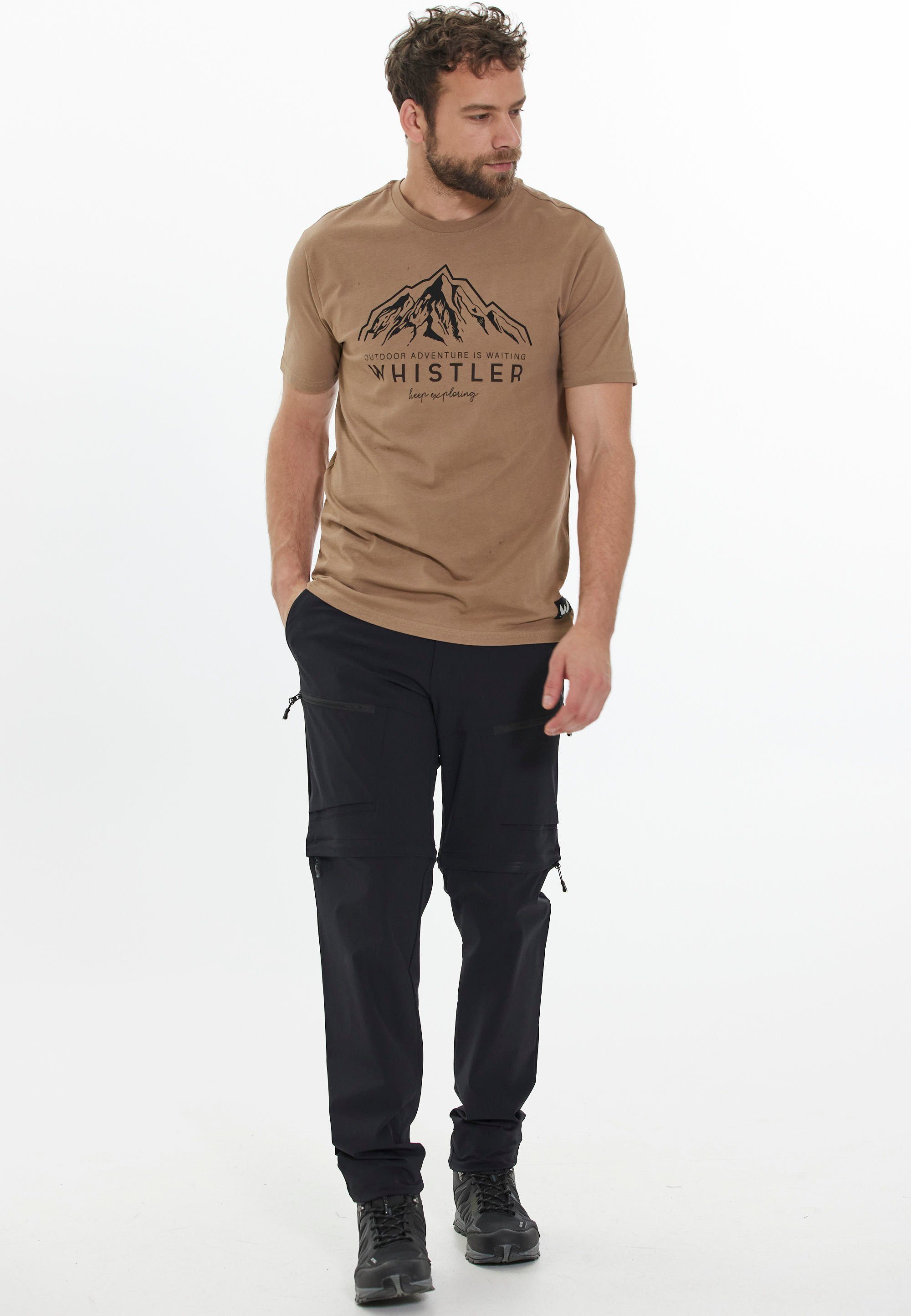 Walther WHISTLER mit stilvollem Frontprint hellbraun T-Shirt