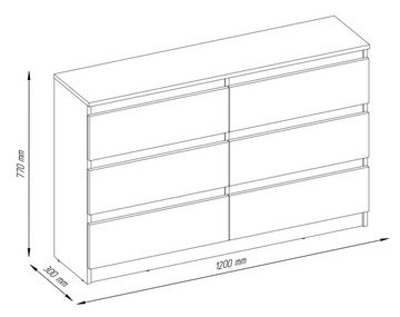 Domando Kommode Kommode Aosta M2, Breite 120cm, grifflos öffnend