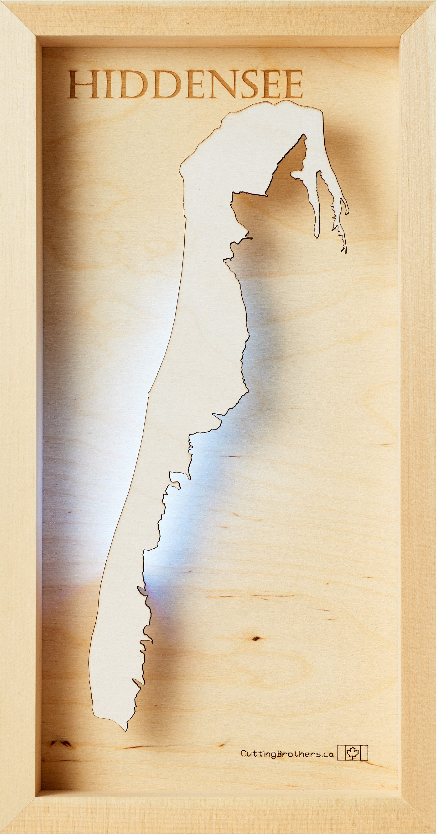 Cutting Brothers LED-Bild Hiddensee 40.5x20 cm, LED-Holz-Wandkarte, mit indirekter Beleuchtung, handgefertigt aus Echtholz