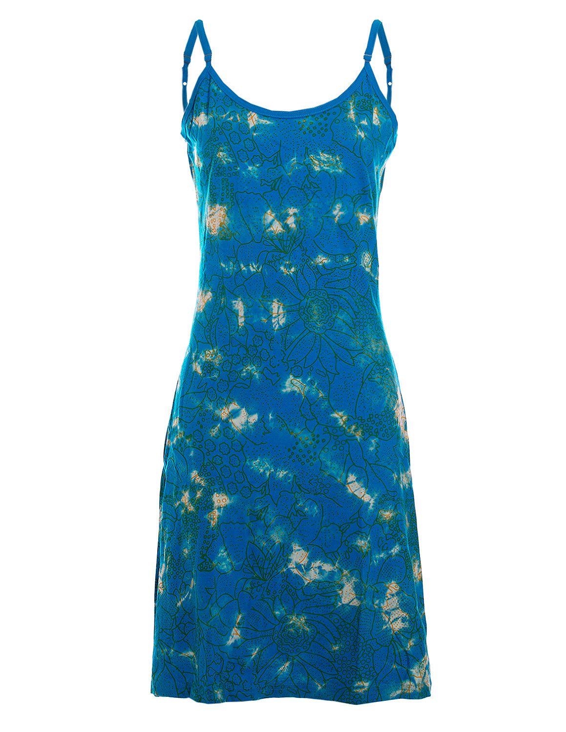 Vishes Midikleid Damen Kleid Batik Jersey Spaghettiträger Blumenprint Alternative Mode, Boho, Hippie, Ethno, Festival