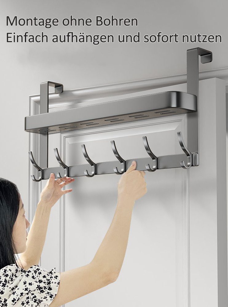 Jumpeak Türhaken türhaken zum einhängen, Türhaken, Aufbewahrung,6 Haken,haken tür, türhaken innenseite, haken zum einhängen, wandhaken, kleiderhaken tür – Bild 2 von 5