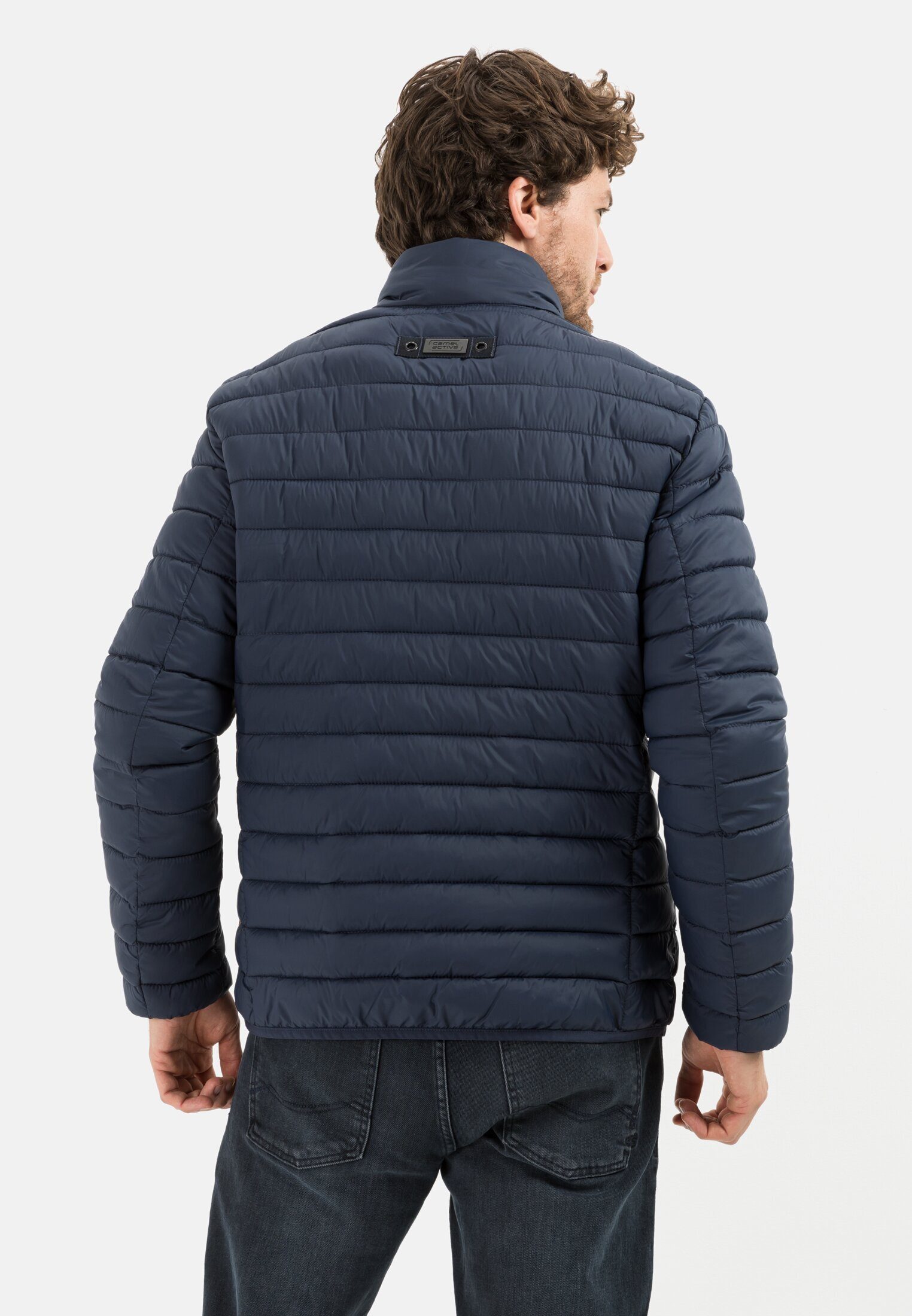 camel active Blouson aus recyceltem Material Langarm Stehkragen Markenlabel günstig online kaufen