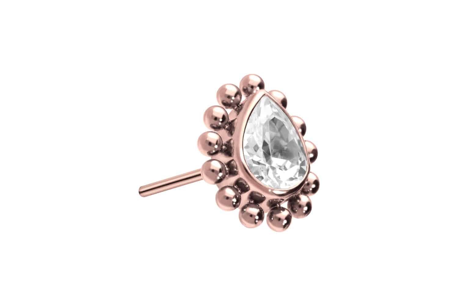 Piercing-Set Titan Aufsatz mit Push Pin KRISTALLTROPFEN + KUGELN