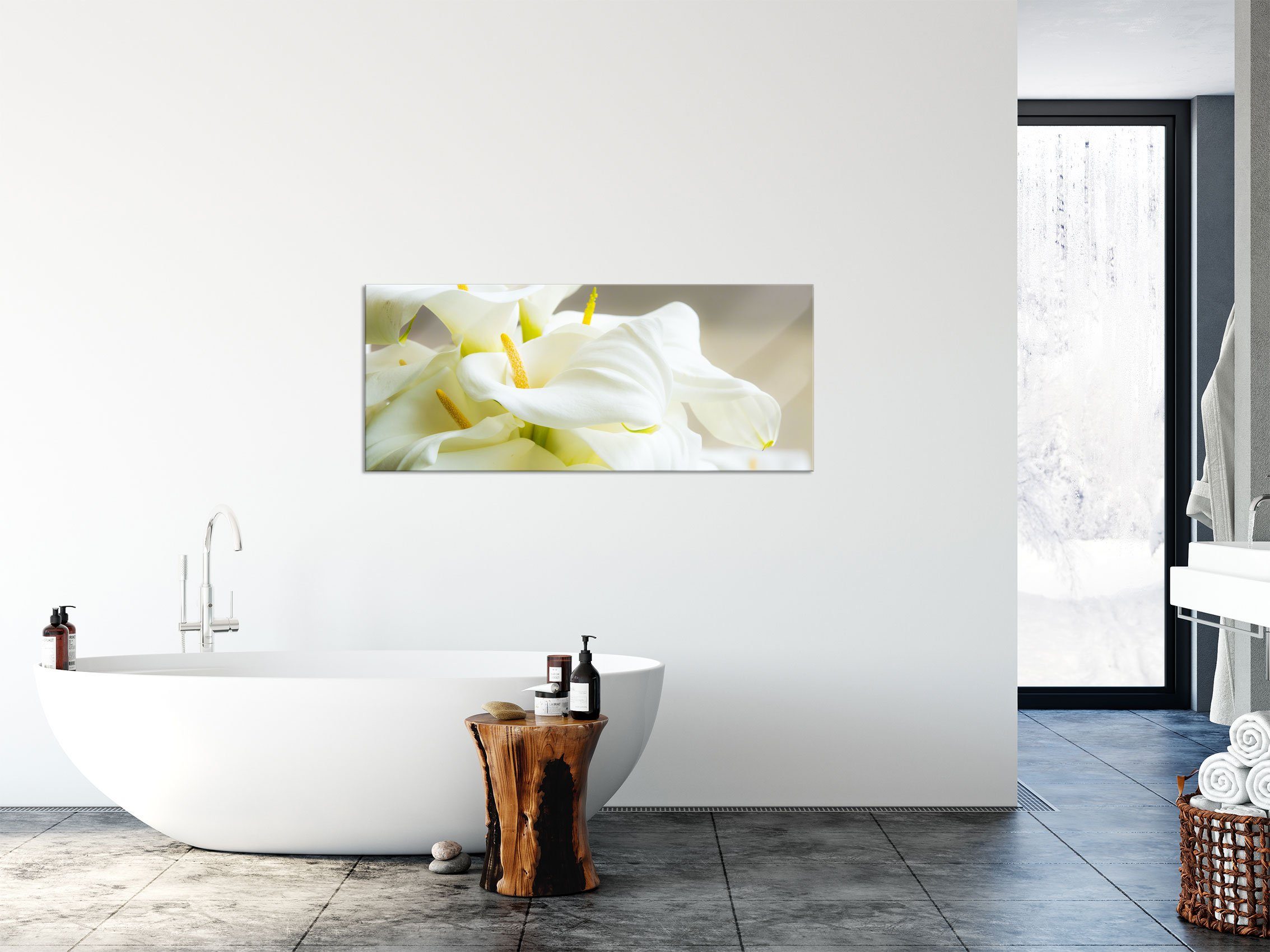 Lilien Wunderschöne Glasbild Pixxprint und weiße inkl. Calla aus Calla Glasbild weiße Lilien, Echtglas, (1 St), Abstandshalter Wunderschöne Aufhängungen