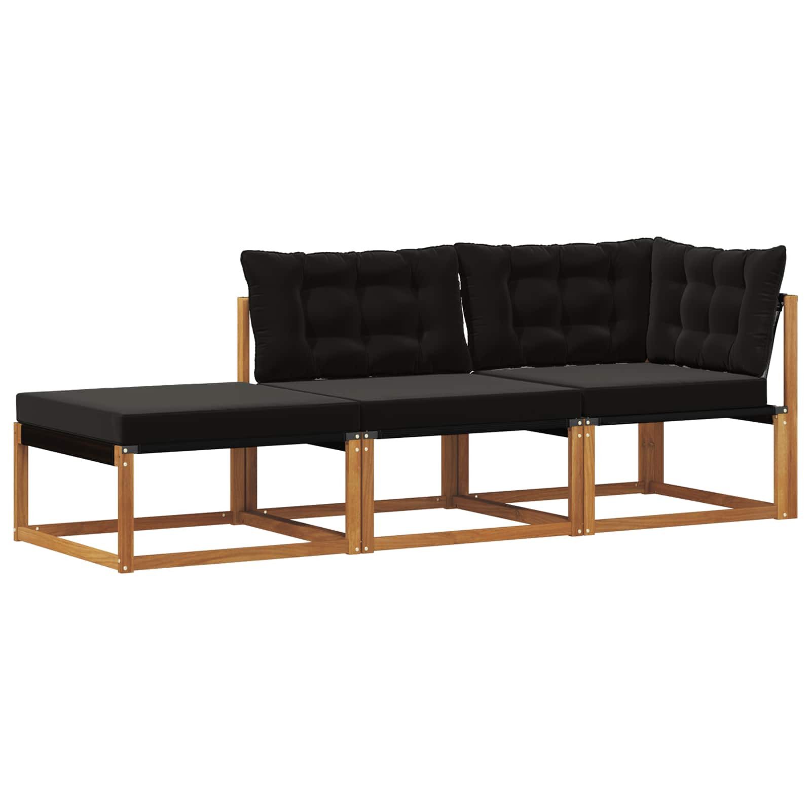 vidaXL Sofaelement Ecksofa-Einheiten für draußen mit Kissen 3 Stück Natur (3 St)