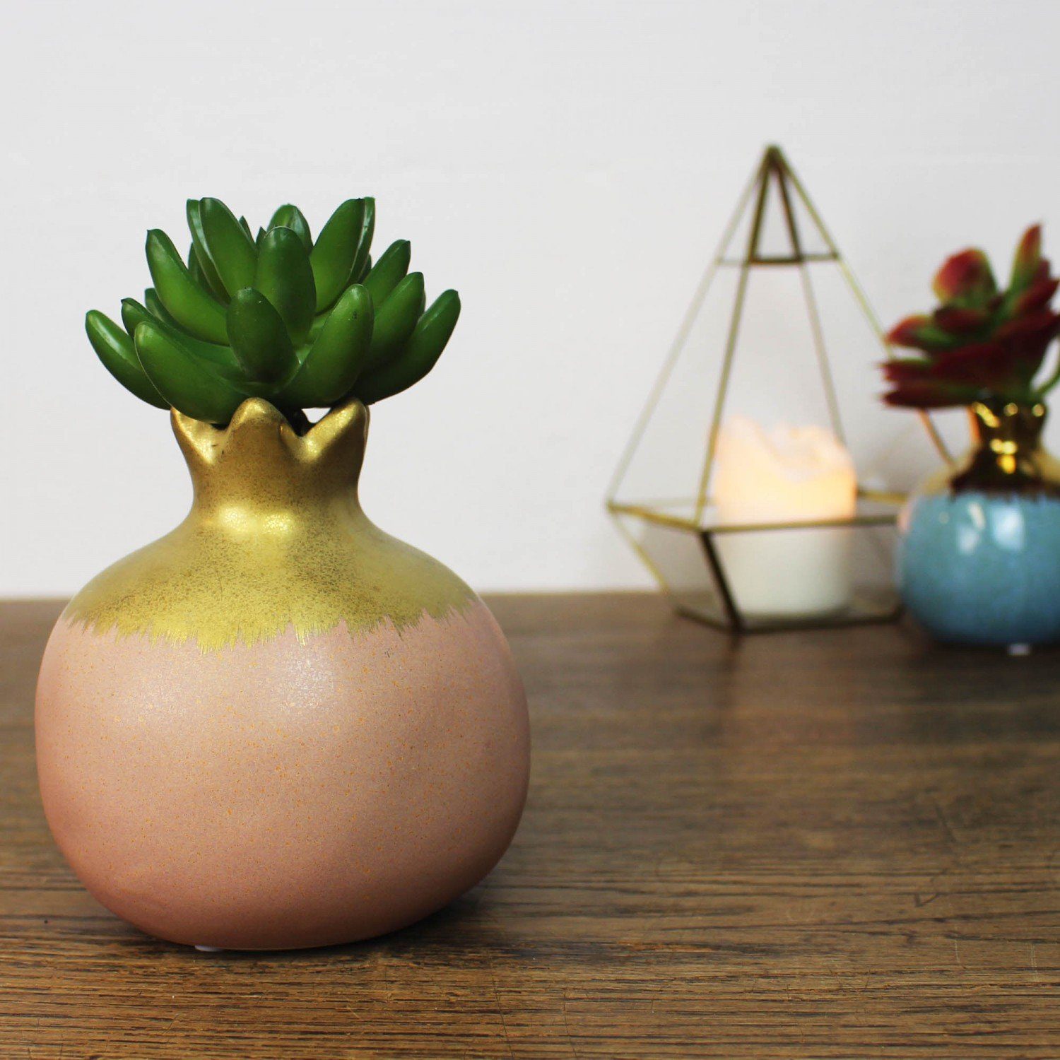 mitienda Dekovase Vase Pink/Rosa, aus gold Granatapfel Keramik