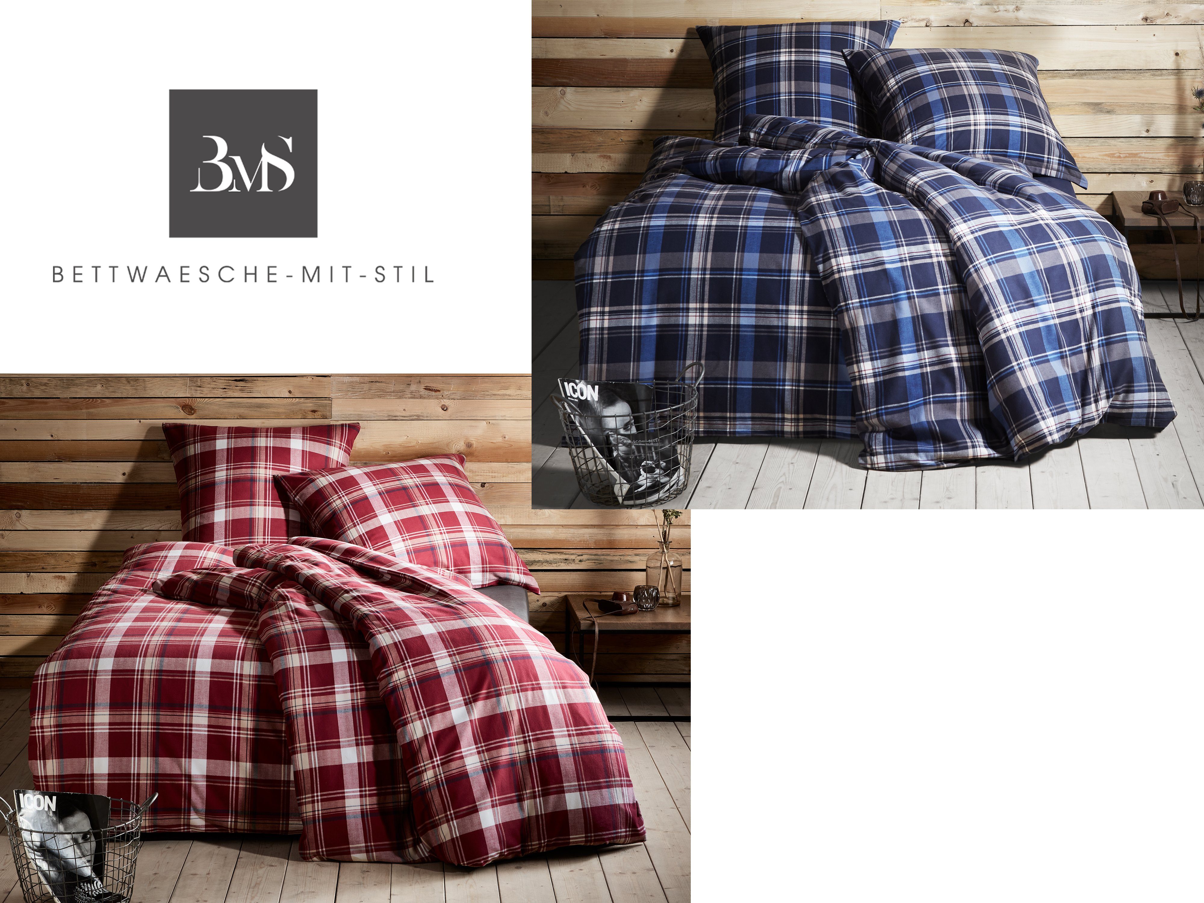BETTWAESCHE-MIT-STIL Bettwäsche Karo Feinflanell Bettwäsche Aspen, Feinflanell, 2 teilig
