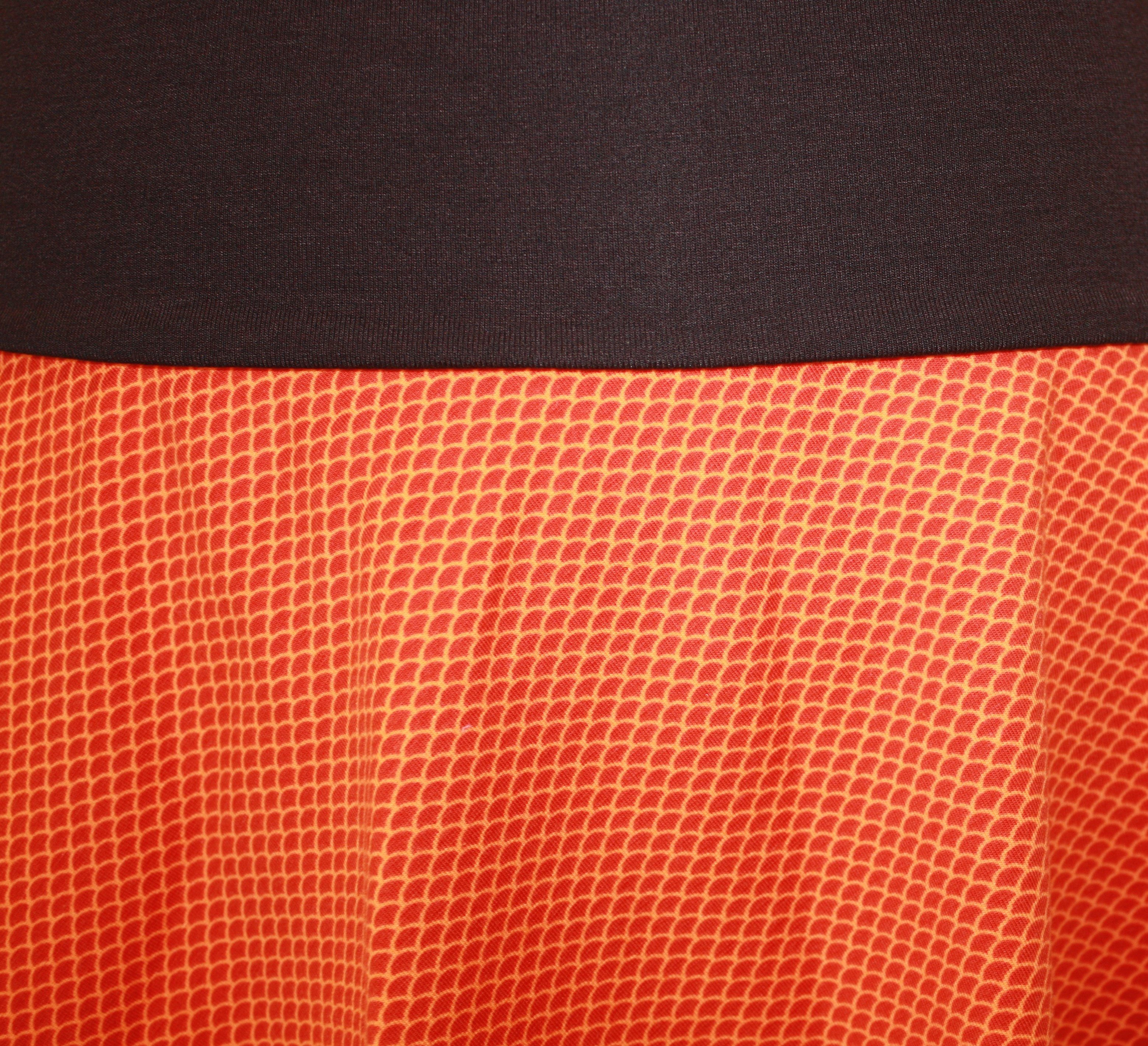 dunkle design A-Linien-Rock Sommer Sweat Schwarz Rot Pink Bunt 57cm elastischer Bund