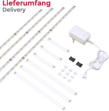 B.K.Licht LED-Streifen Lacerta, 2m LED Band Set 4 Streifen Unterbauleuchte inkl. Verbinder