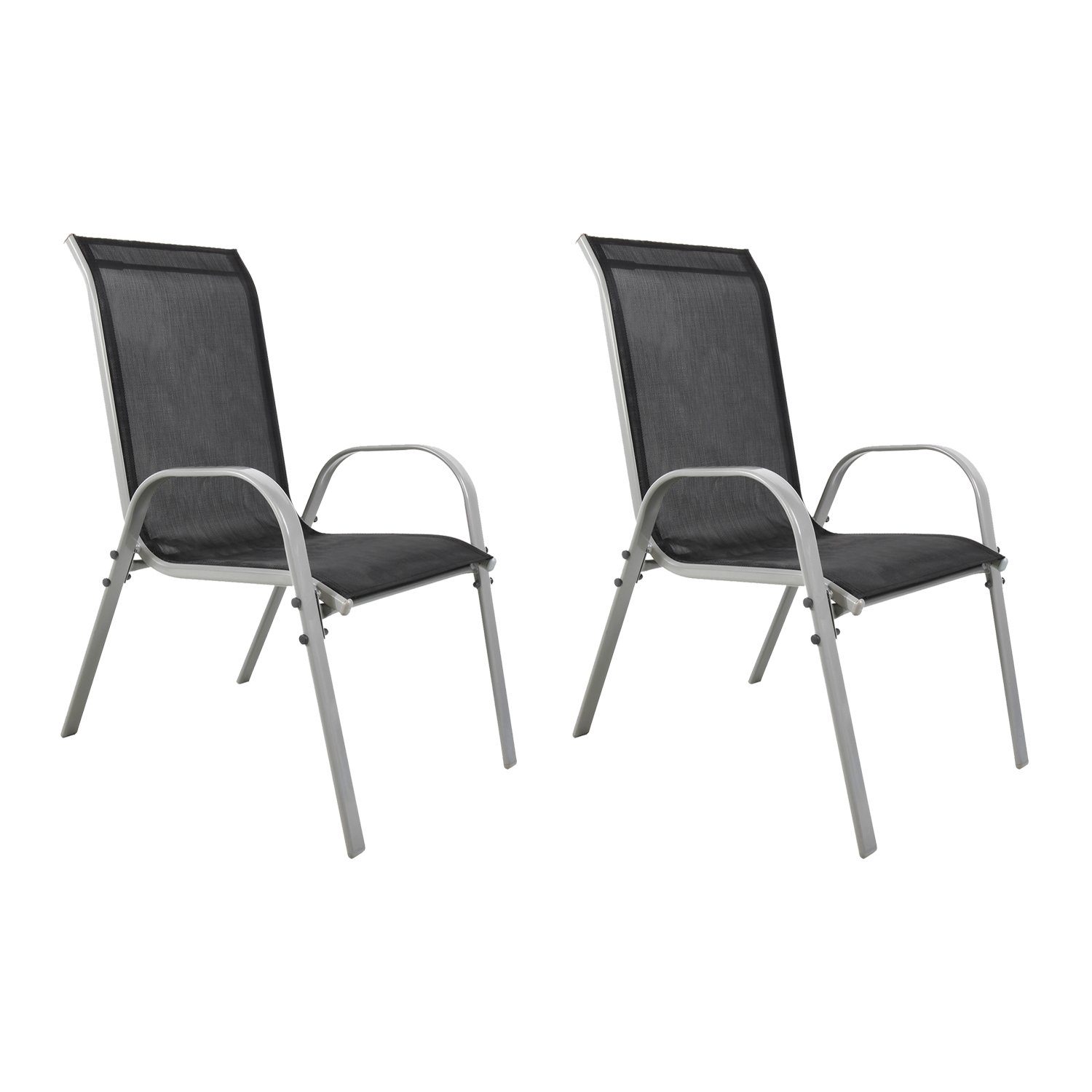 Mojawo Armlehnstuhl 2xOutdoorstuhl Gartenstuhl Stapelstuhl Metall günstig online kaufen