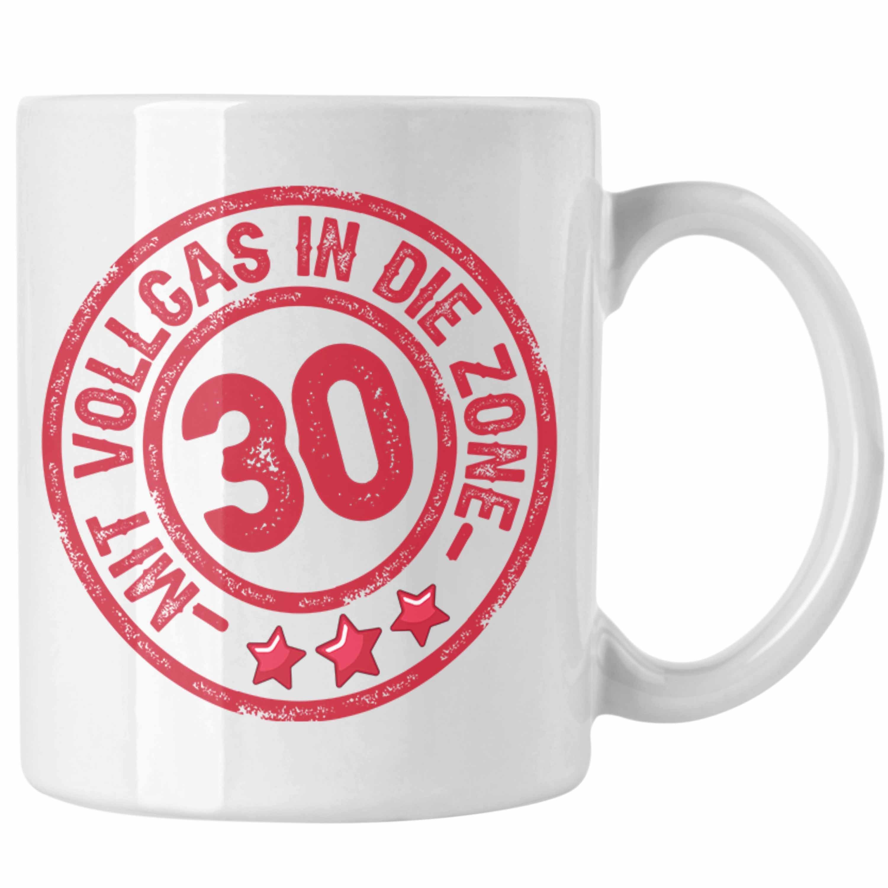 Die Geburtstag Tasse Vollgas 30 30er In Weiss Geschenk Tasse Zon Trendation Kaffee-Becher Mit