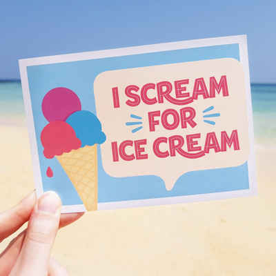 Bow & Hummingbird Postkarte Postkarte I scream for ice cream, 100 % Recyclingpapier