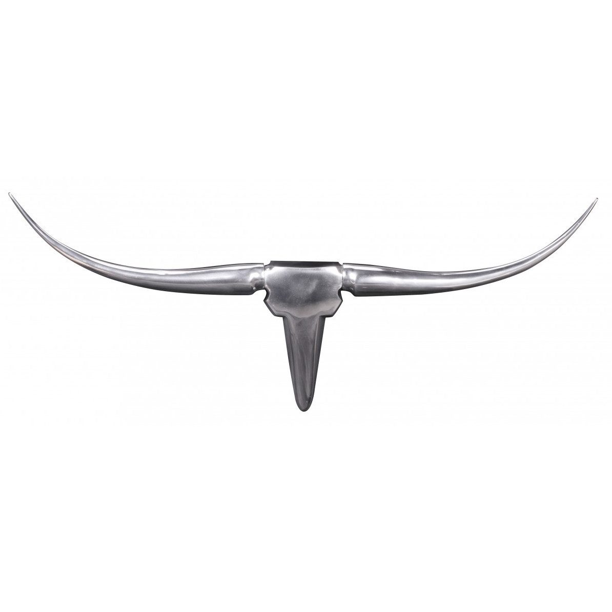 FINEBUY Wanddekoobjekt FB37876 Bull Geweih S Wanddekoration 74cm breit Alu Aluminium silber (Deko Hirschgeweih Aluminium 74 cm Silber modern), Wanddeko Metall Design Hirschkopf Geweih Wand groß