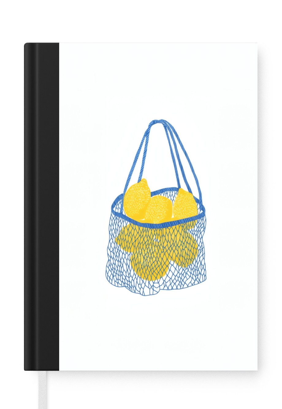 MuchoWow Notizbuch Tasche - Blau - Zitronen - Illustration, Notebook, Notizblock a5, Tagebuch, Journal Liniert