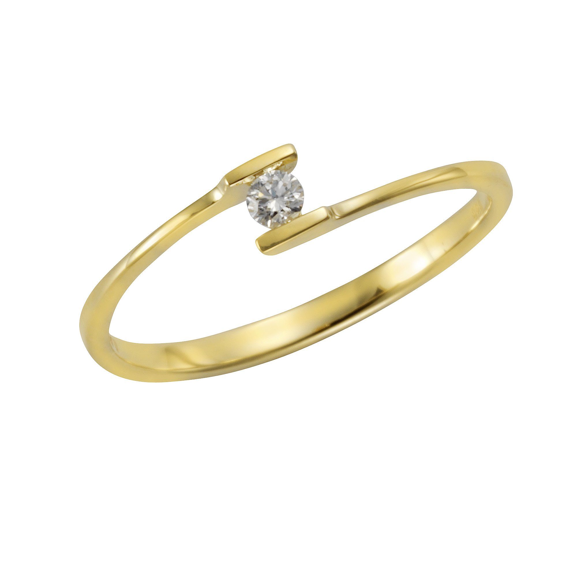 0,06ct. 585 Fingerring Brillant Orolino Gold