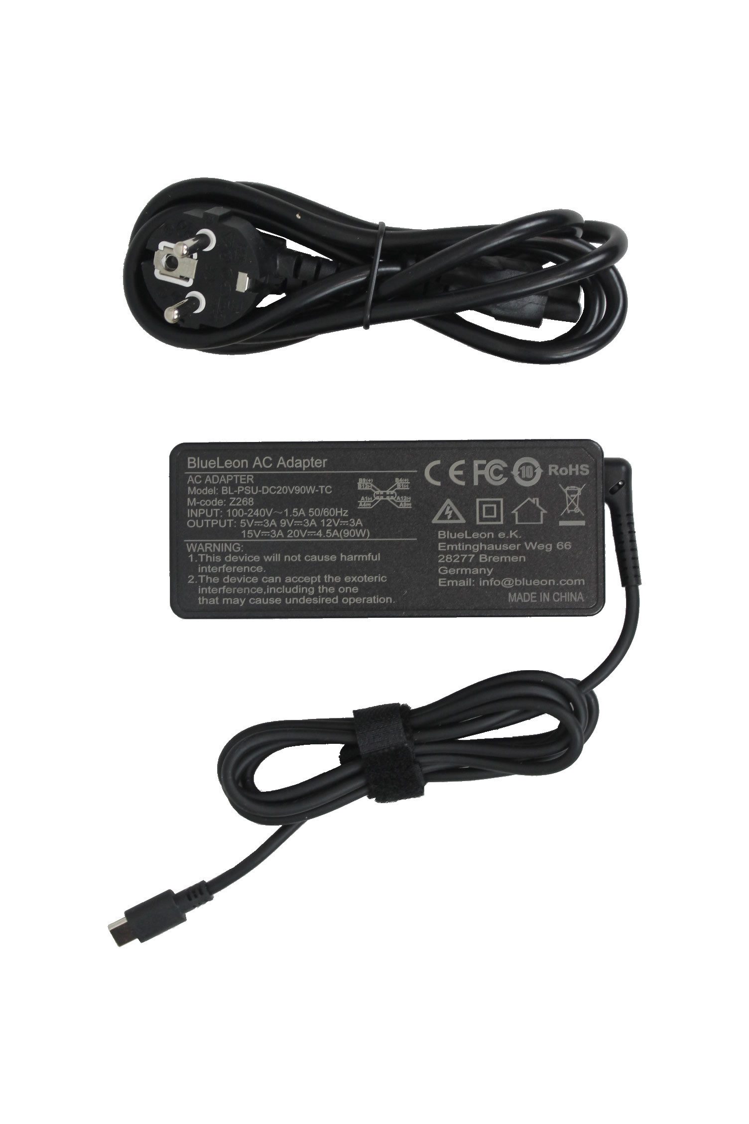 BlueLeon BL-PSU-DC20V90W-TC AC Adapter USB Type-C 5V-20V 4.5A 90W Netzteil