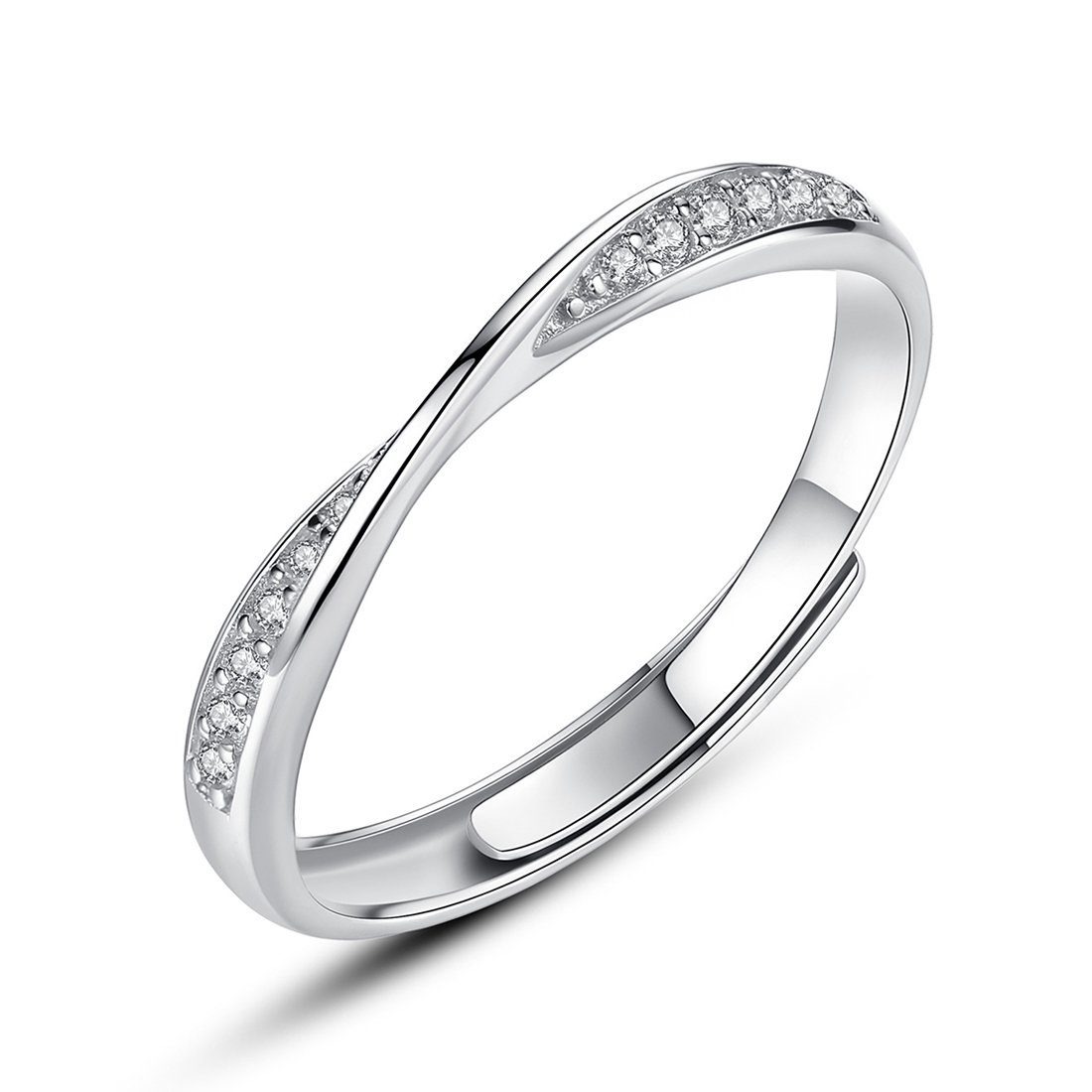 Haiaveng Fingerring 925 Silber Poliert Damen Ring Zirkonia Herren Verstellbarer