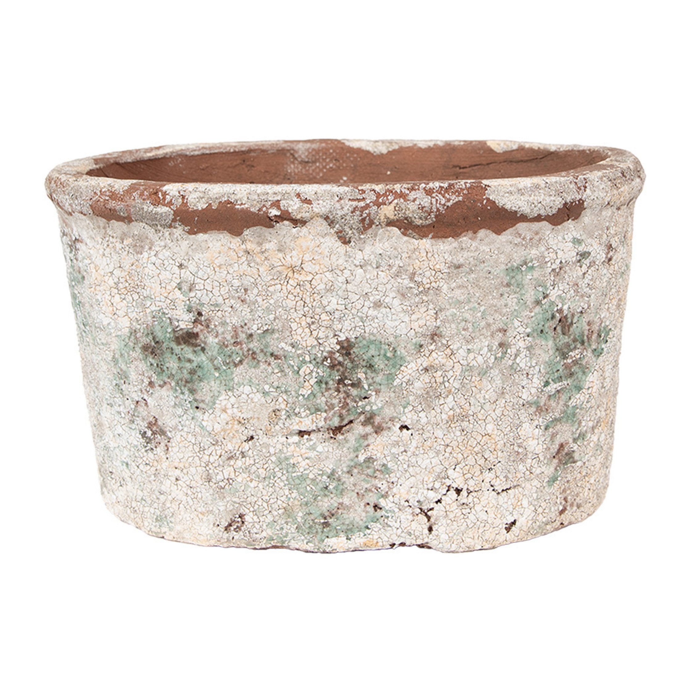 Clayre & Eef Dekovase Clayre & Eef Blumentopf Beige Grün Terrakotta