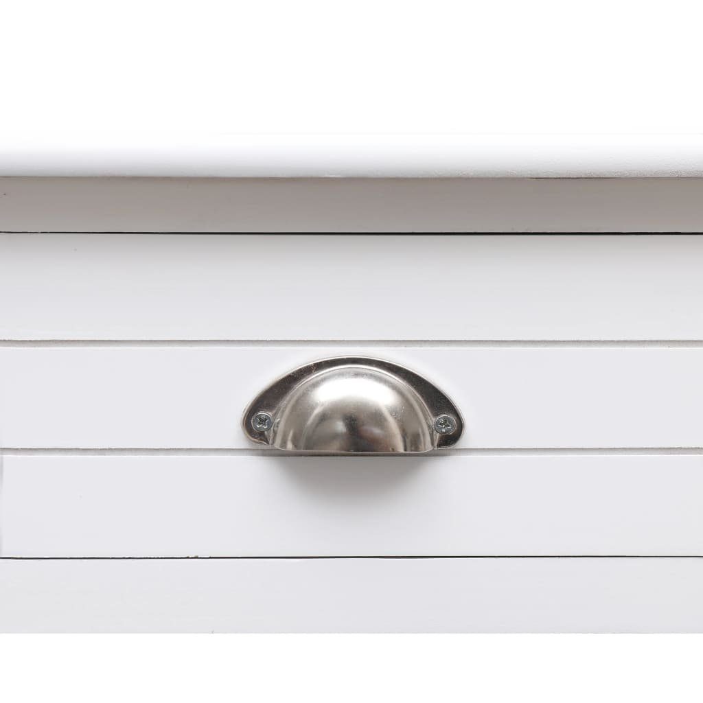 vidaXL Schreibtisch Schreibtisch Weiß silver with 110×45×76 handles white silver Holz white handles cm with 