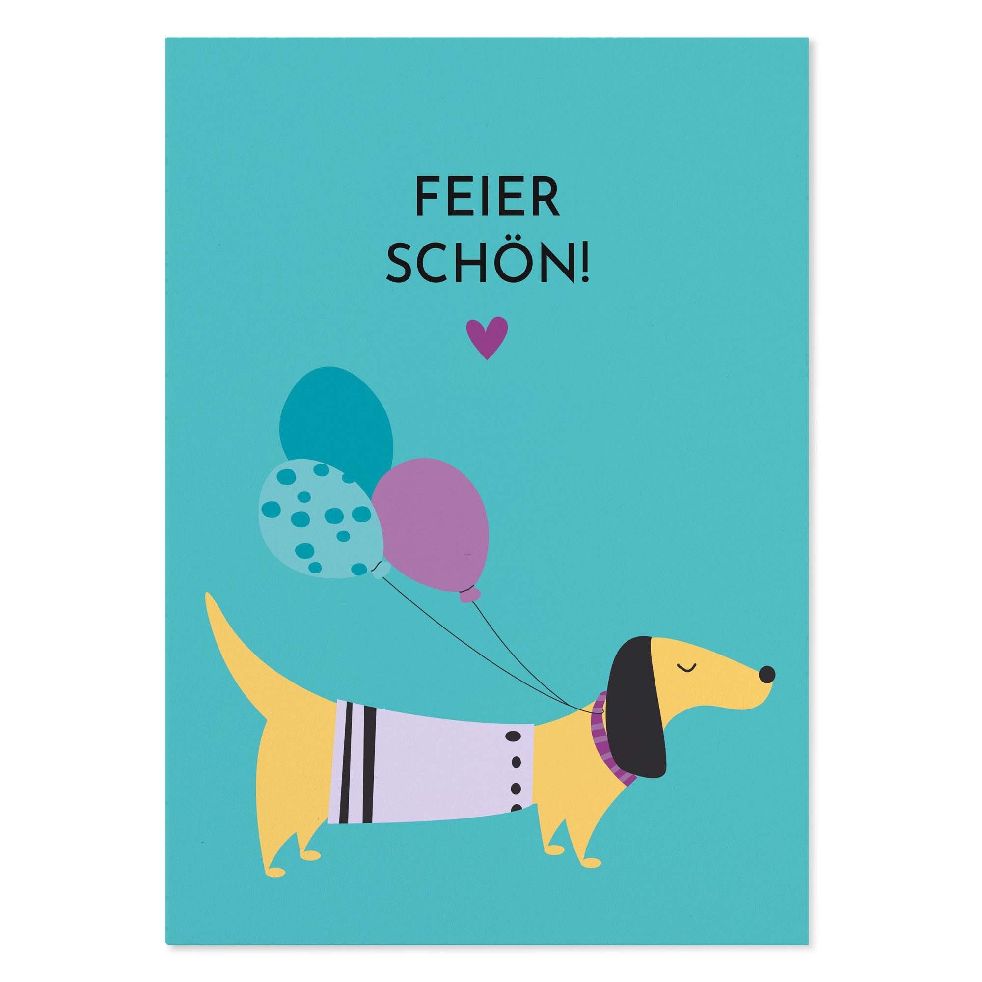 Bow & Hummingbird Geburtstagskarte Witzige Geburtstagskarte Hund „Feier schön!“ Geldgeschenke verpacken, Postkarte Dackel DIN A6