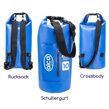 alca Packsack wasserdichter Packsack 10L Roll-Top Verschluss Tragegurt inkl. Tasche